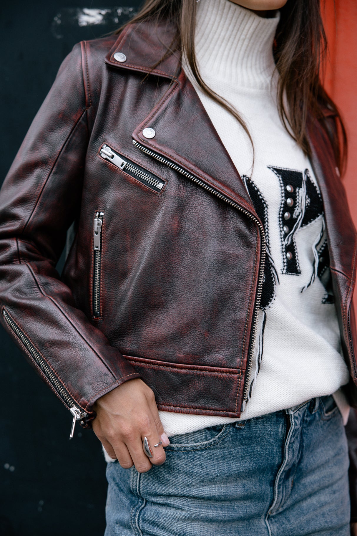 Veste en cuir Femme Kenny Cuir rust | Freeman T. Porter