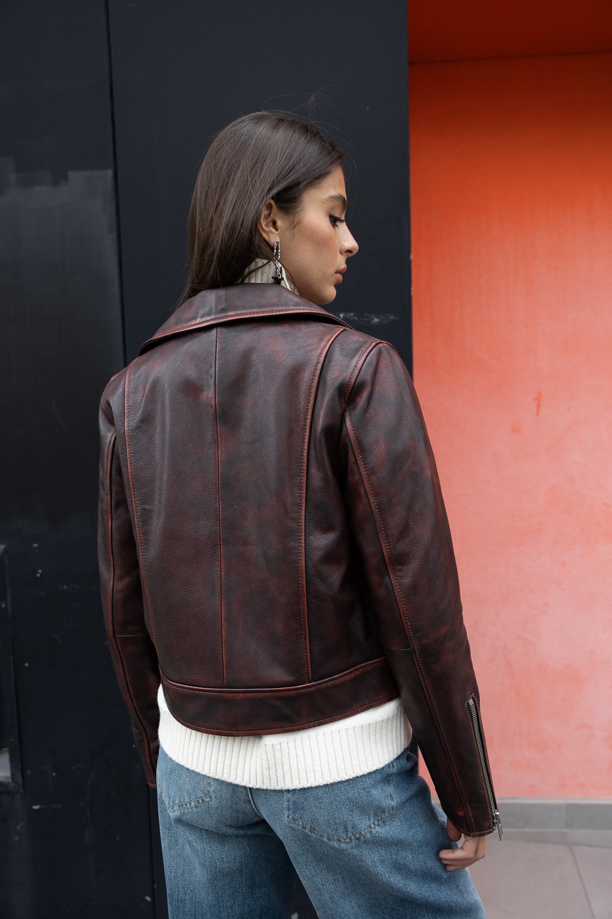 Veste en cuir Femme Kenny Cuir rust | Freeman T. Porter