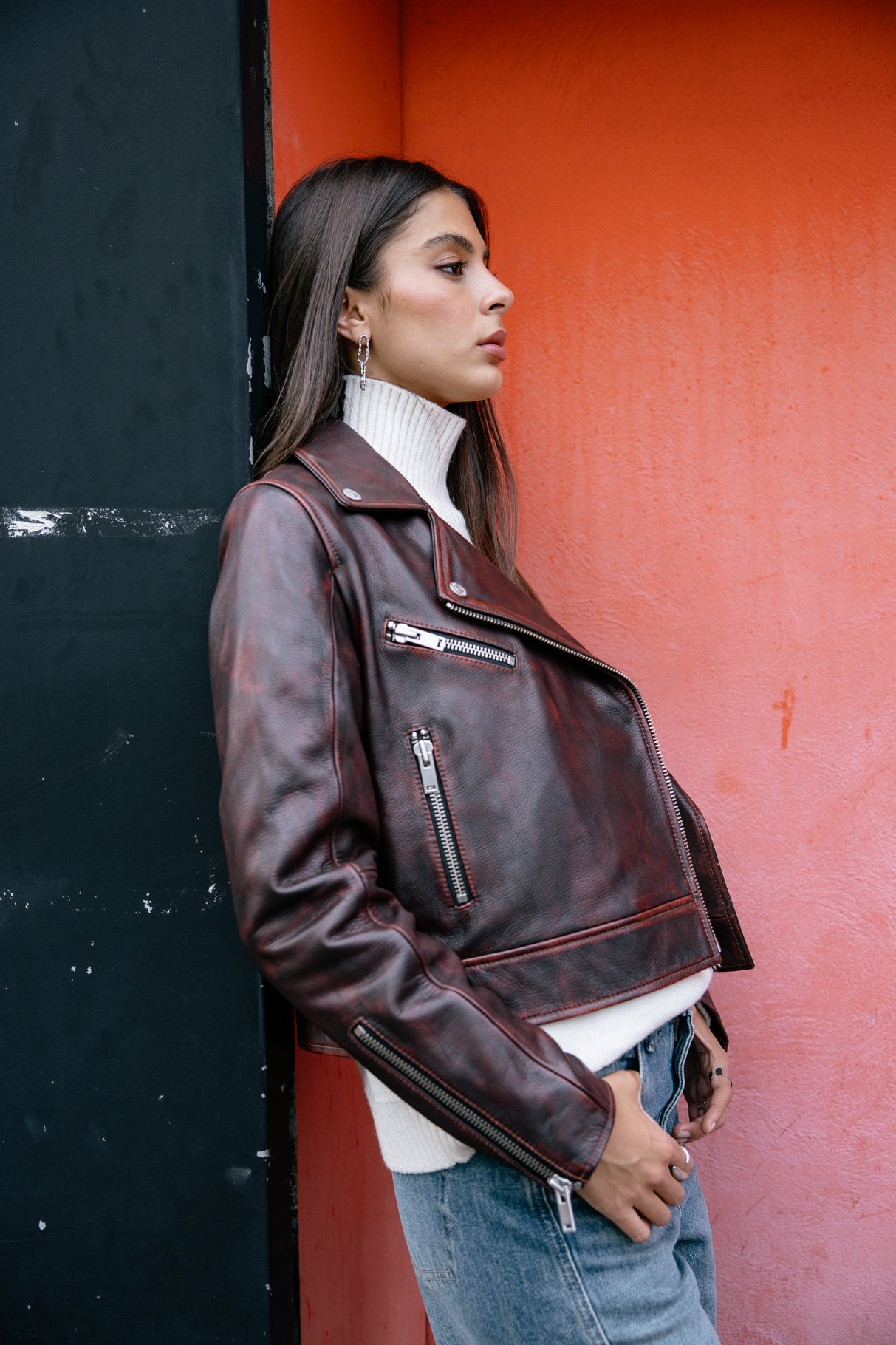 Veste en cuir Femme Kenny Cuir rust | Freeman T. Porter