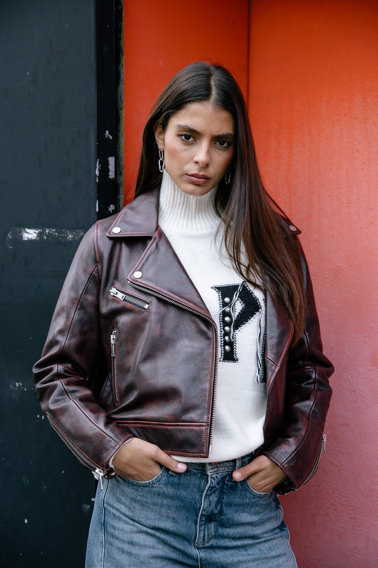 Veste en cuir Femme Kenny Cuir rust | Freeman T. Porter