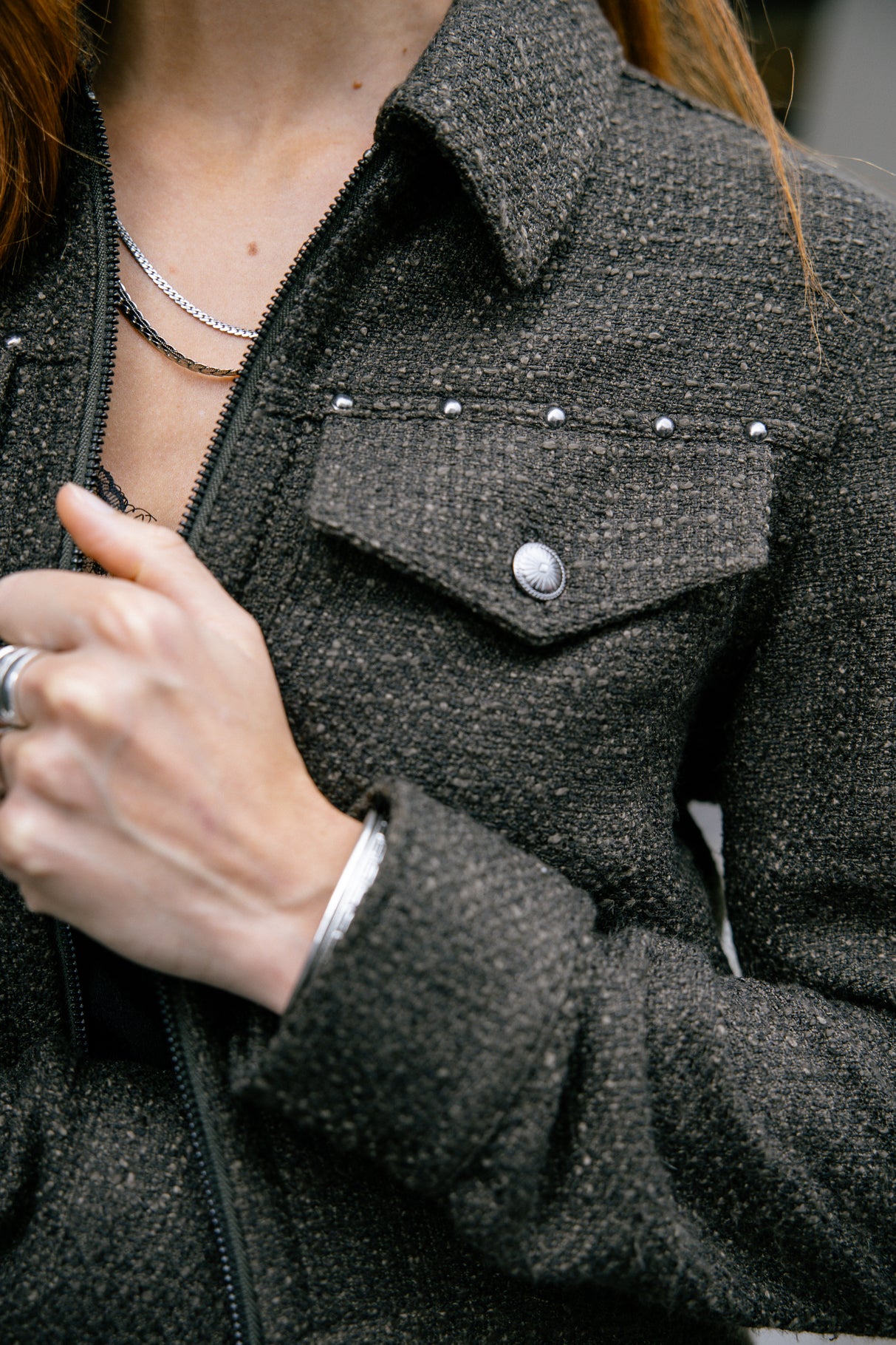 Veste en denim Femme Zolena Wisteria olive night | Freeman T. Porter
