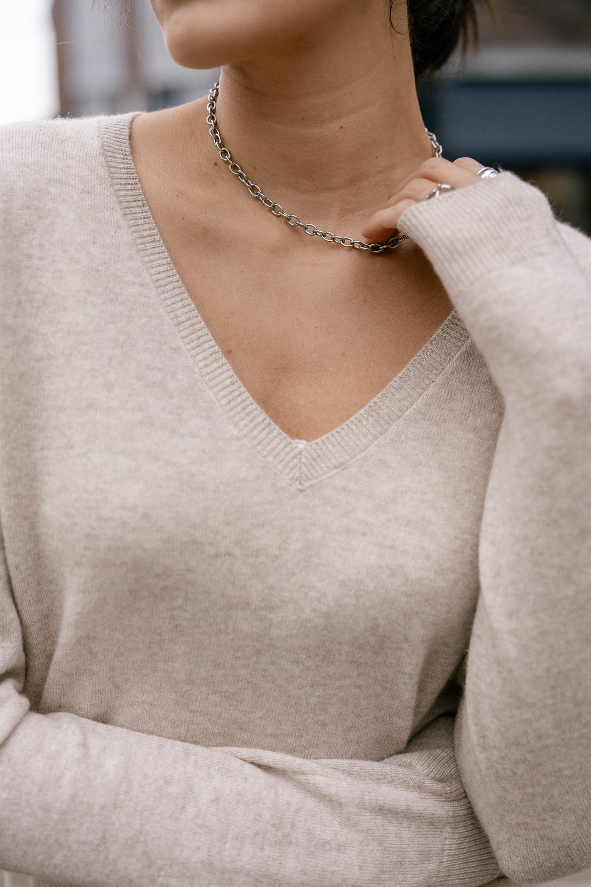 Pull laine & cachemire Femme Preem Cashmere cement chiné | Freeman T. Porter