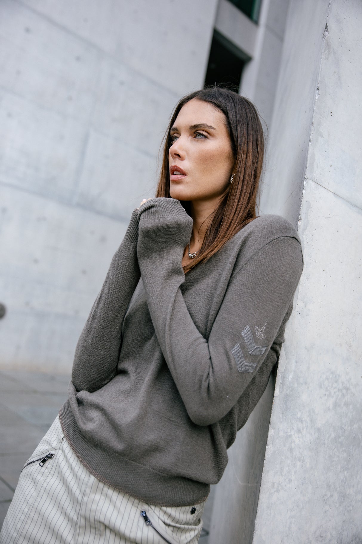 Pull laine & cachemire Femme Preem Cashmere dusty olive | Freeman T. Porter