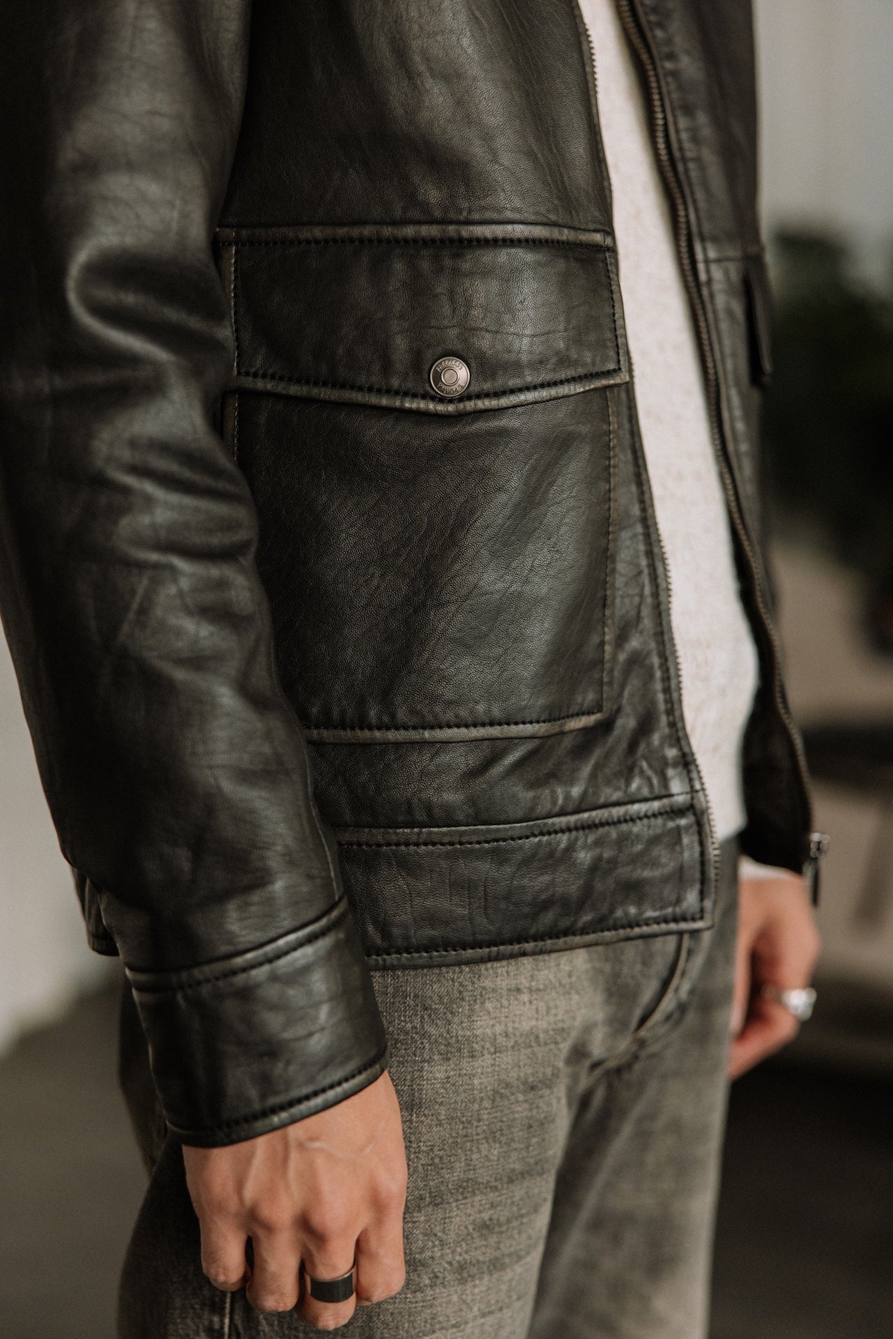 Blouson en cuir Homme Spencer Sheep Vintage brown | Freeman T. Porter