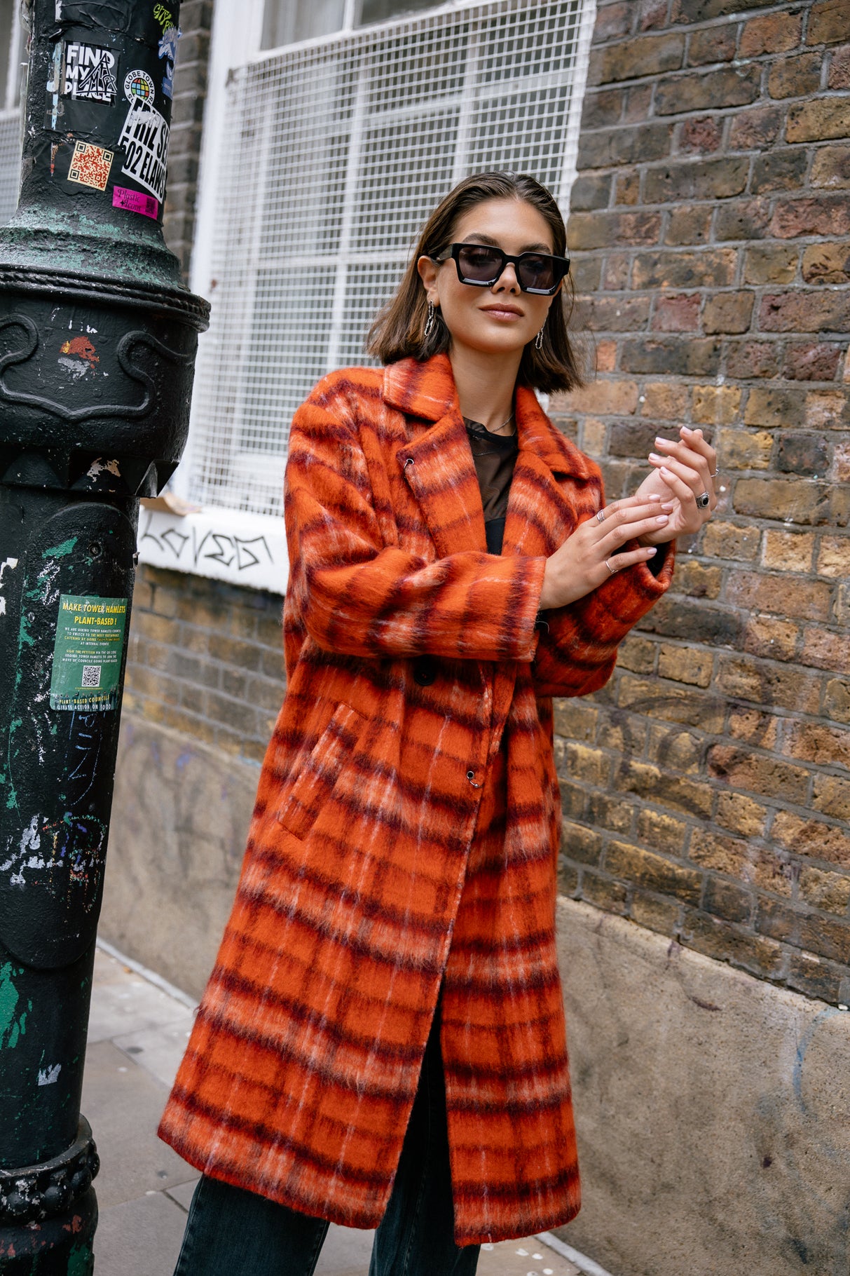 Langer Mantel Millie Plaid, rot-orange Freeman Porter