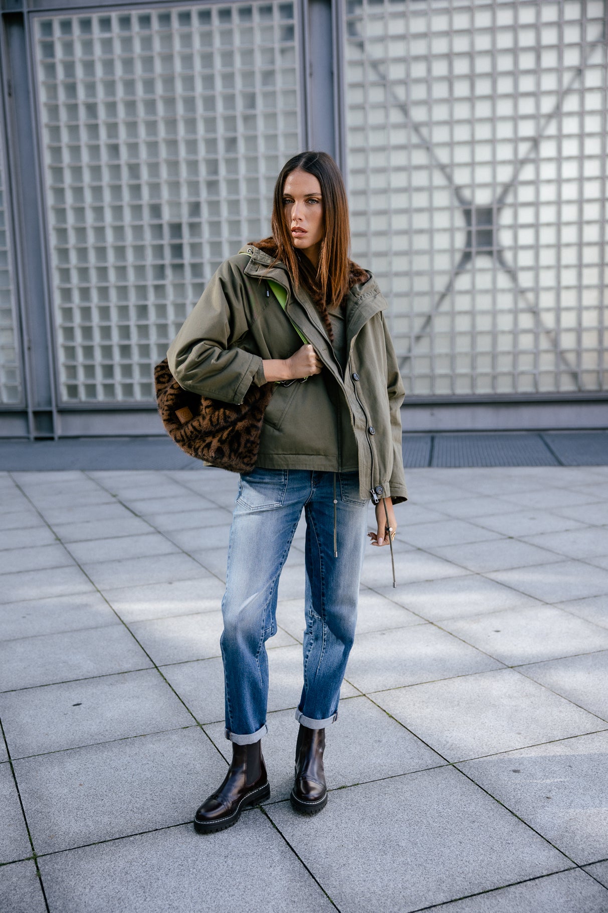 Parka courte à capuche Femme Vendana Leo olive night | Freeman T. Porter