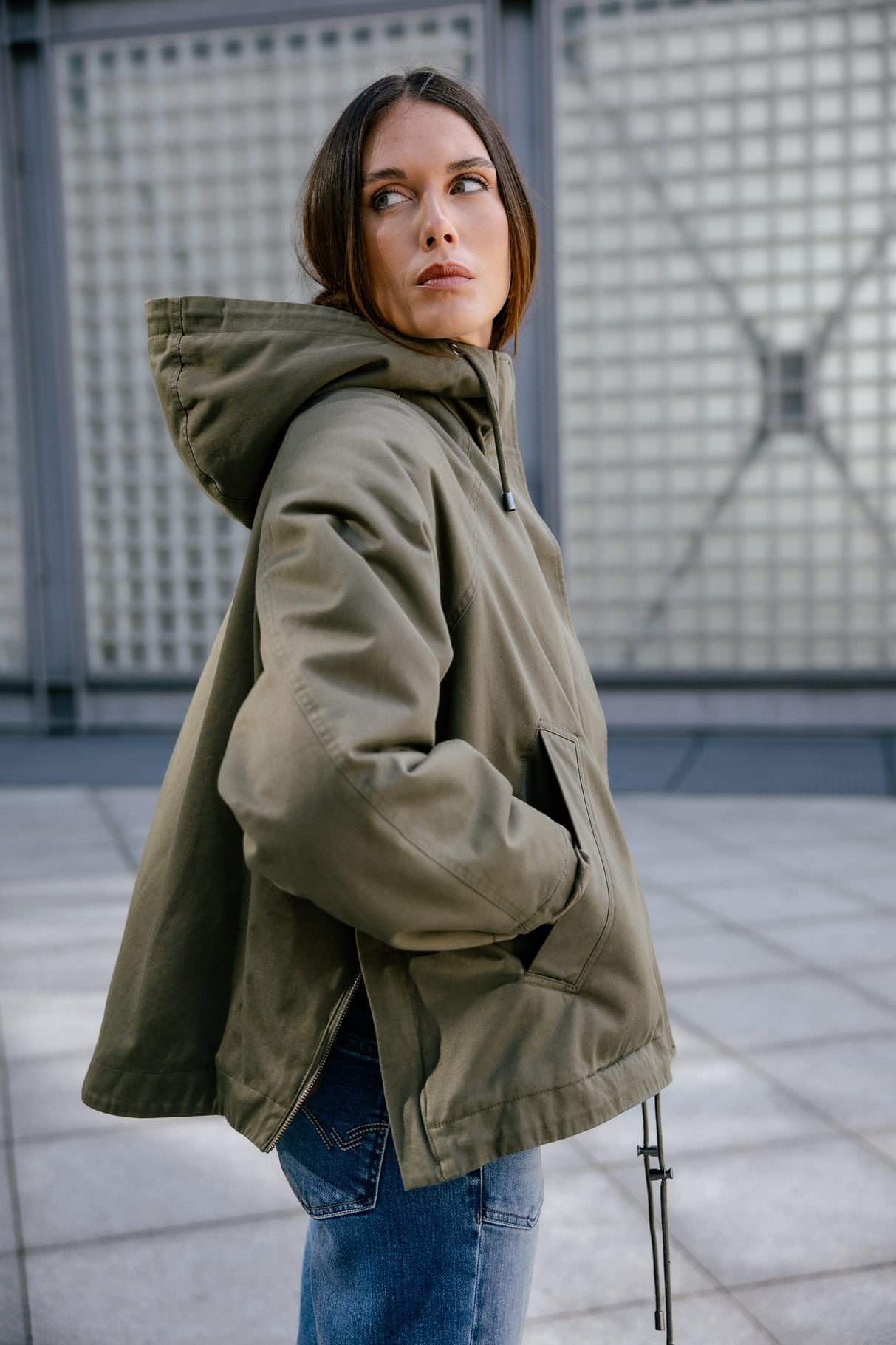 Parka courte à capuche Femme Vendana Leo olive night | Freeman T. Porter