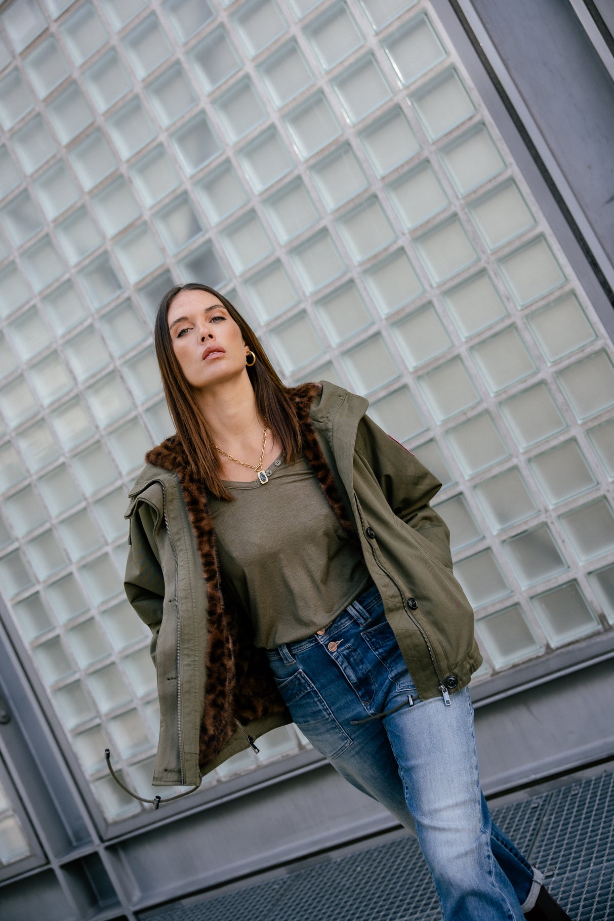 Parka courte à capuche Femme Vendana Leo olive night | Freeman T. Porter