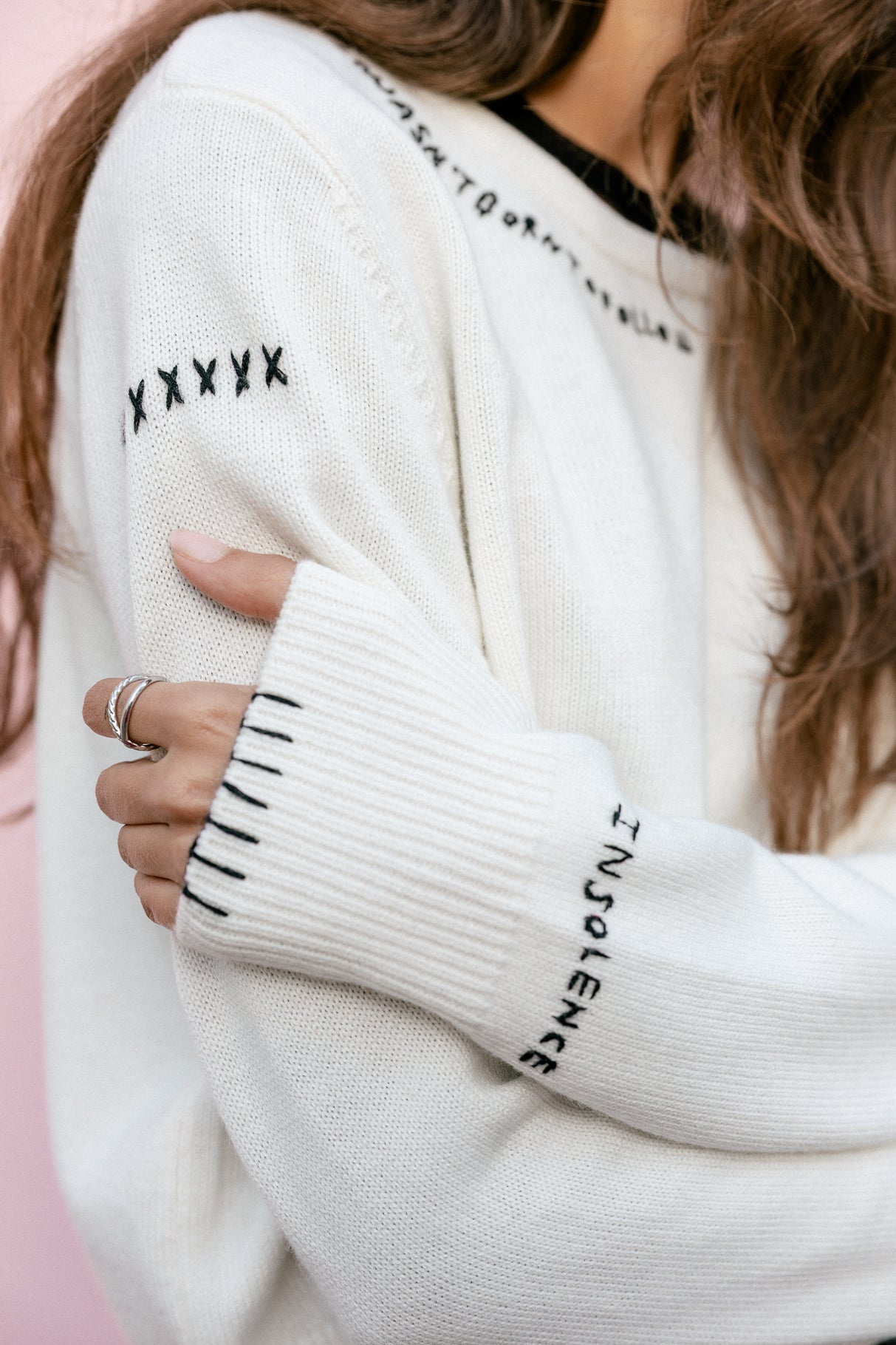 Pull avec broderies fantaisies Femme Parel ecru | Freeman T. Porter
