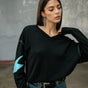 Contrasting motive sweater Woman Penny Intersia black | Freeman T. Porter