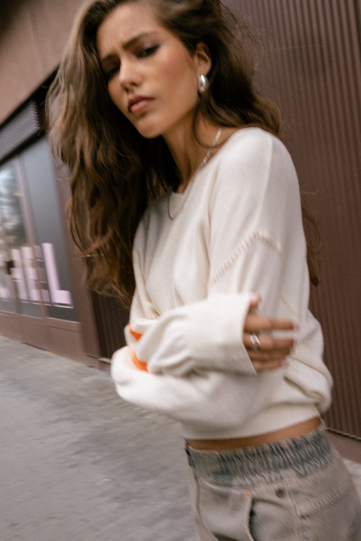 Pull motif contrastant Femme Penny Intersia egret | Freeman T. Porter