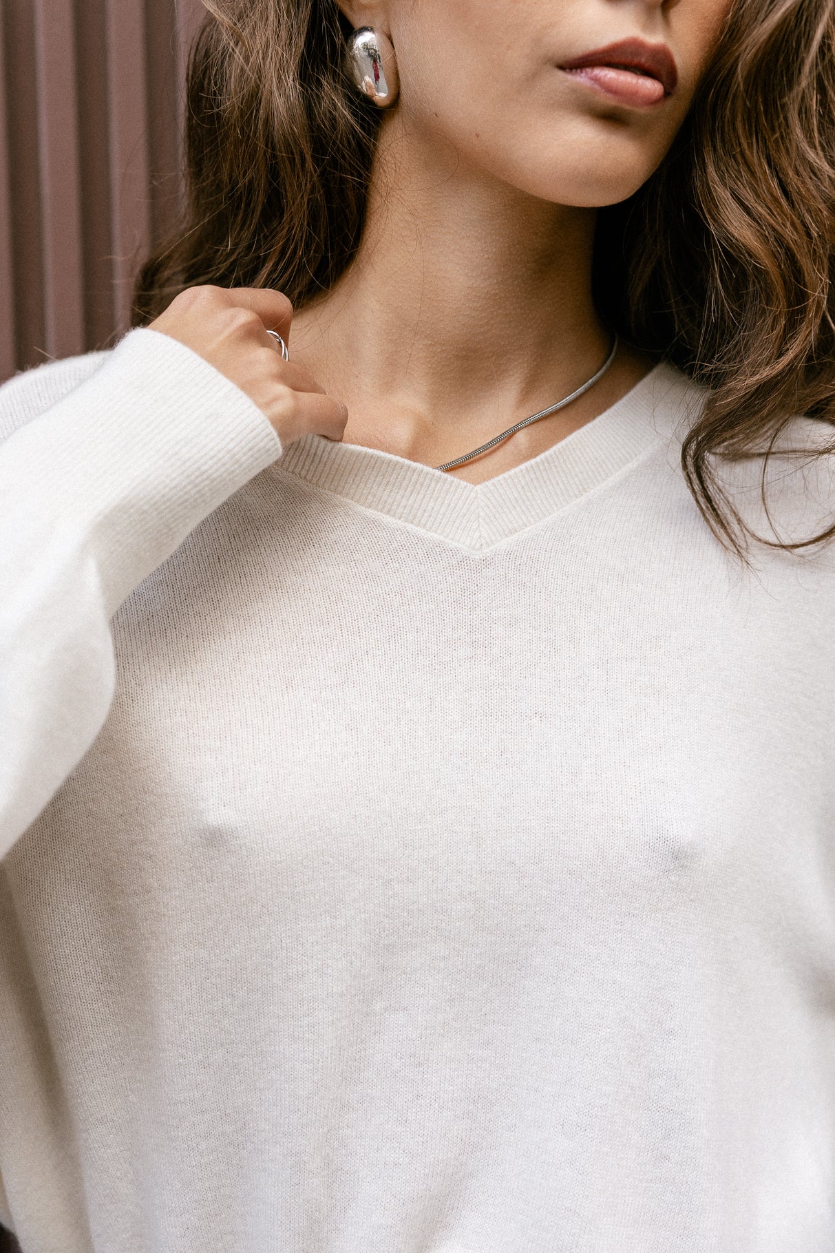 Pull motif contrastant Femme Penny Intersia egret | Freeman T. Porter
