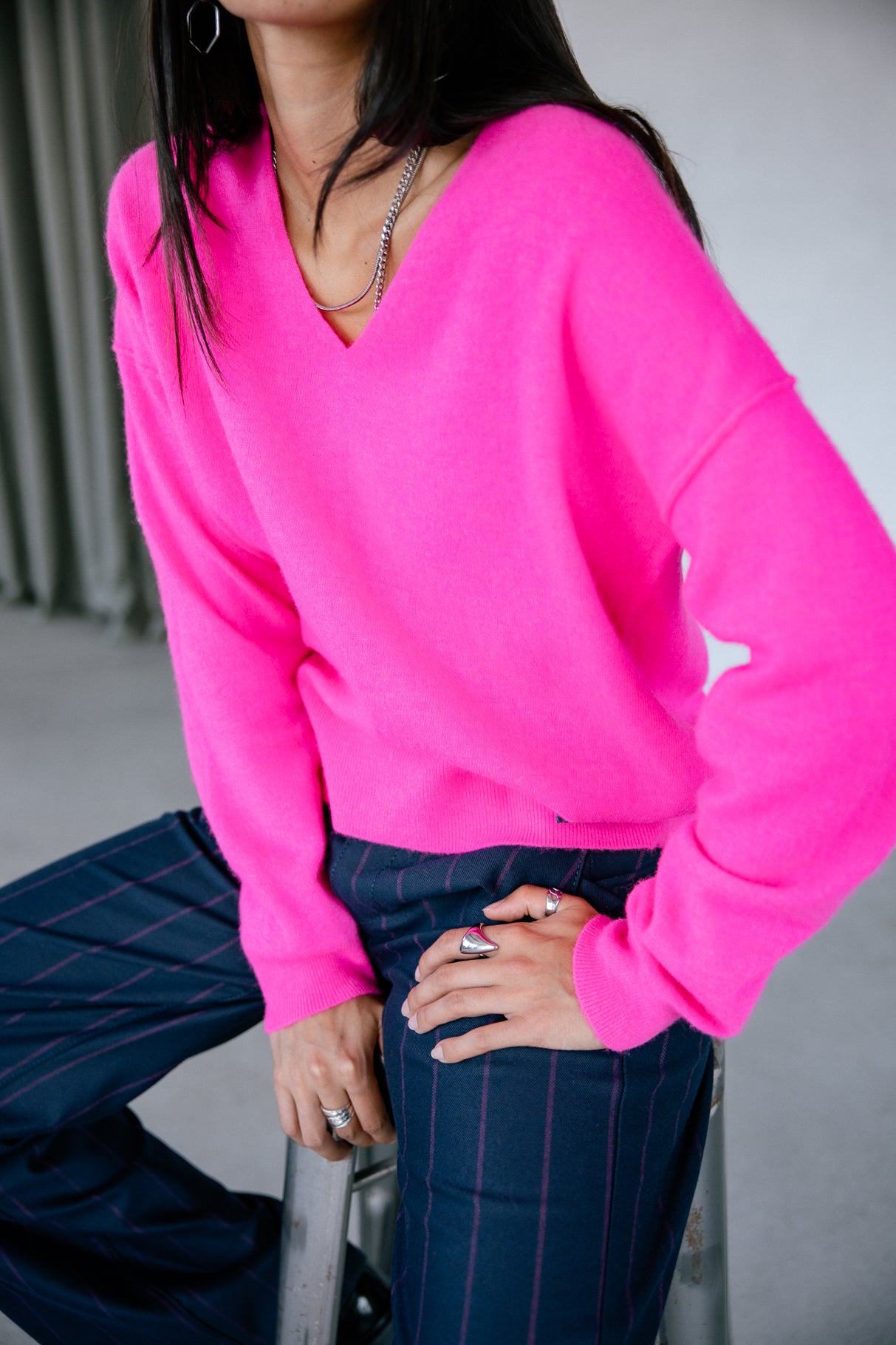 Pull laine & cachemire Femme Pram pink fluo | Freeman T. Porter