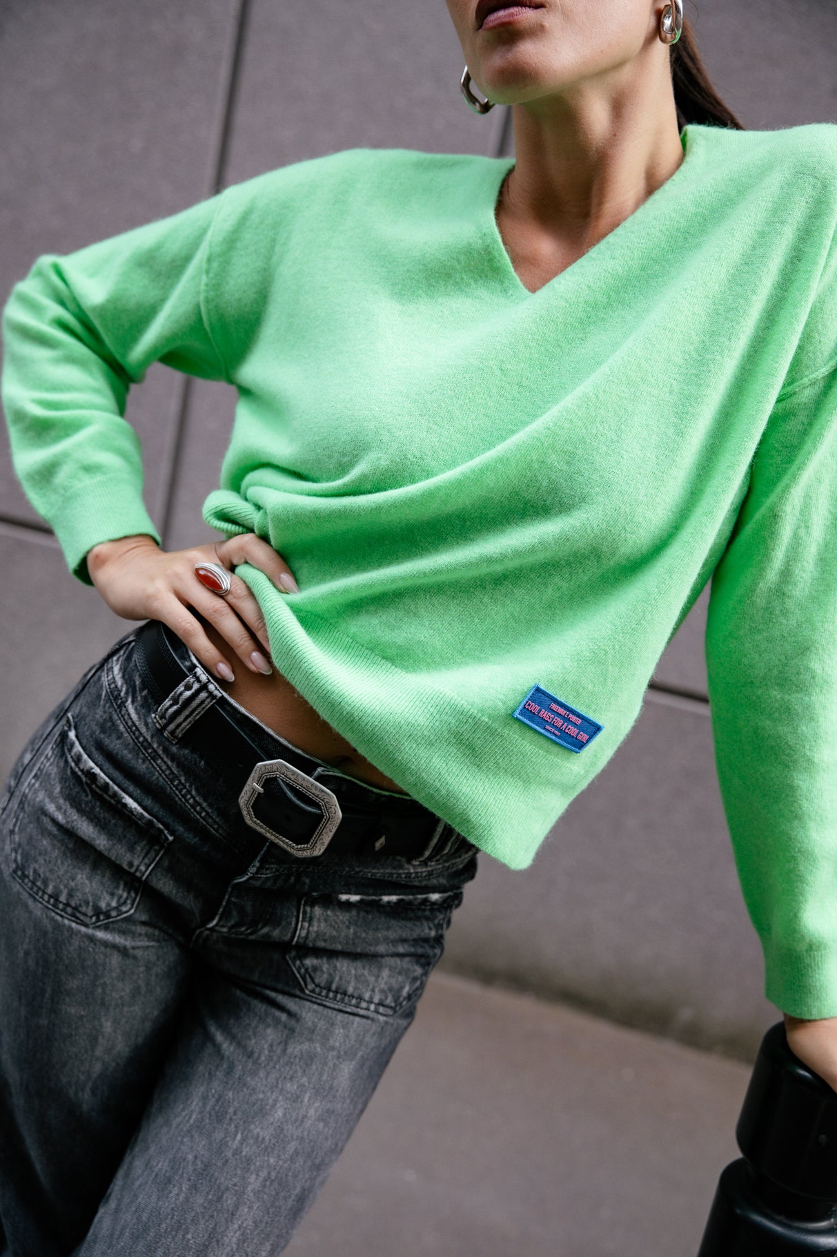 Pull laine & cachemire Femme Pram neon green | Freeman T. Porter