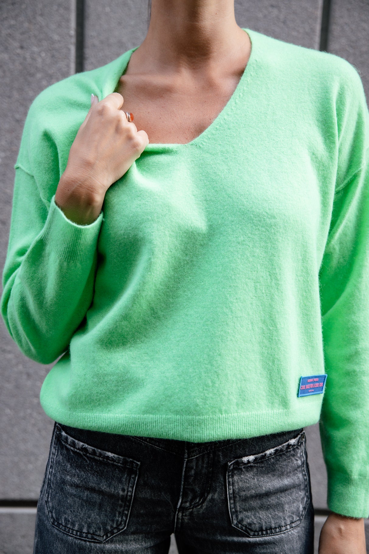 Pull laine & cachemire Femme Pram neon green | Freeman T. Porter
