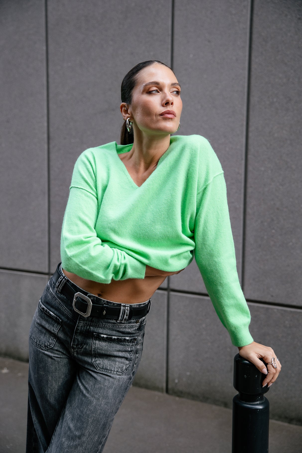 Pull laine & cachemire Femme Pram neon green | Freeman T. Porter