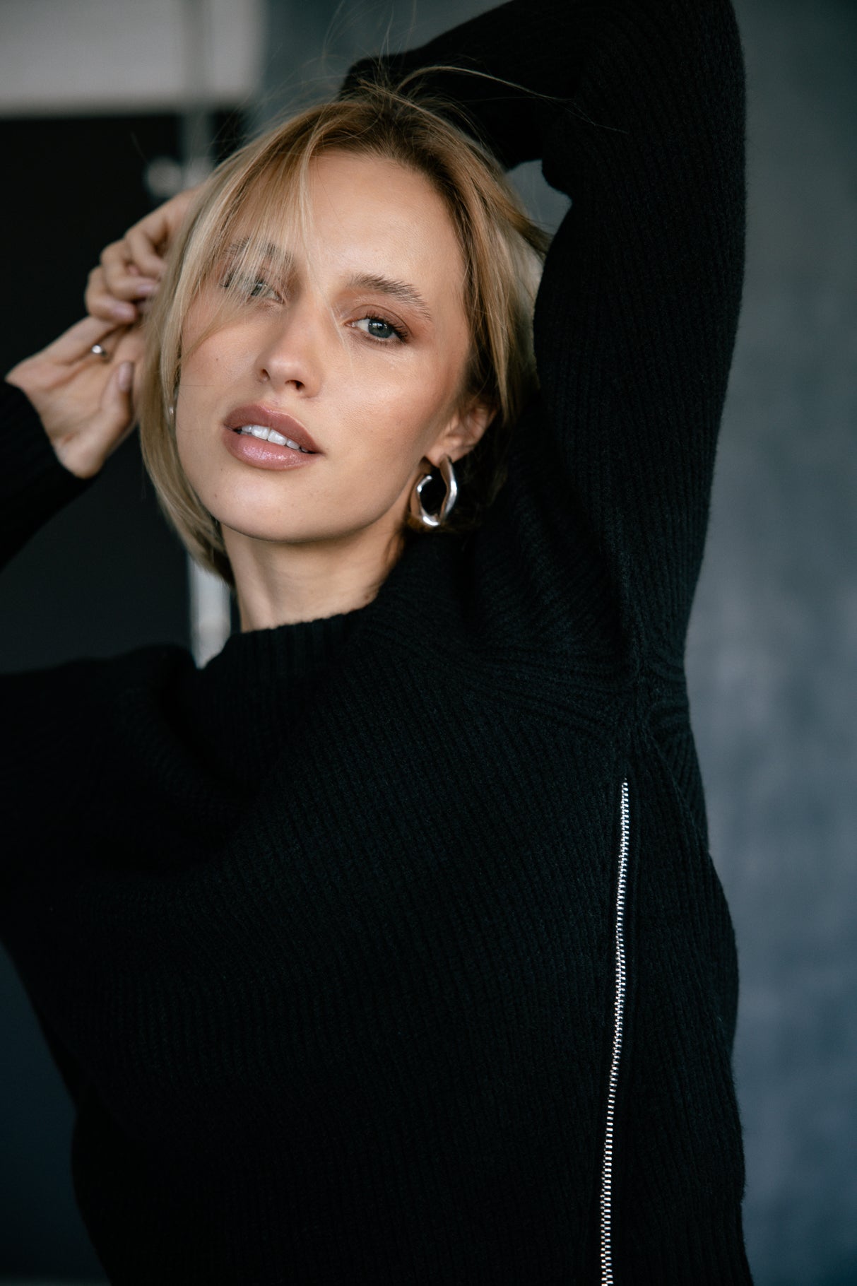 Pull zippé coté Femme Pelosa Zip black | Freeman T. Porter
