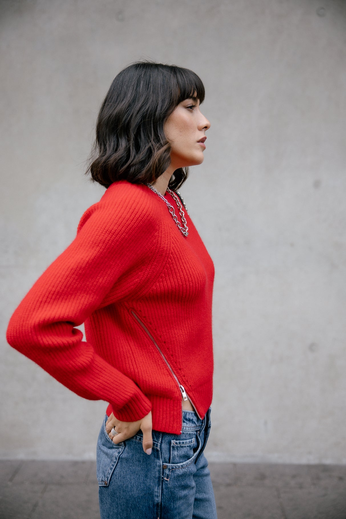 Pull zippé coté Femme Pelosa Zip goji berry | Freeman T. Porter