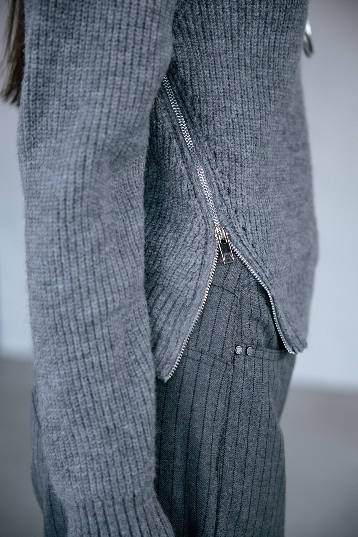 Pull zippé coté Femme Pelosa Zip medium grey | Freeman T. Porter