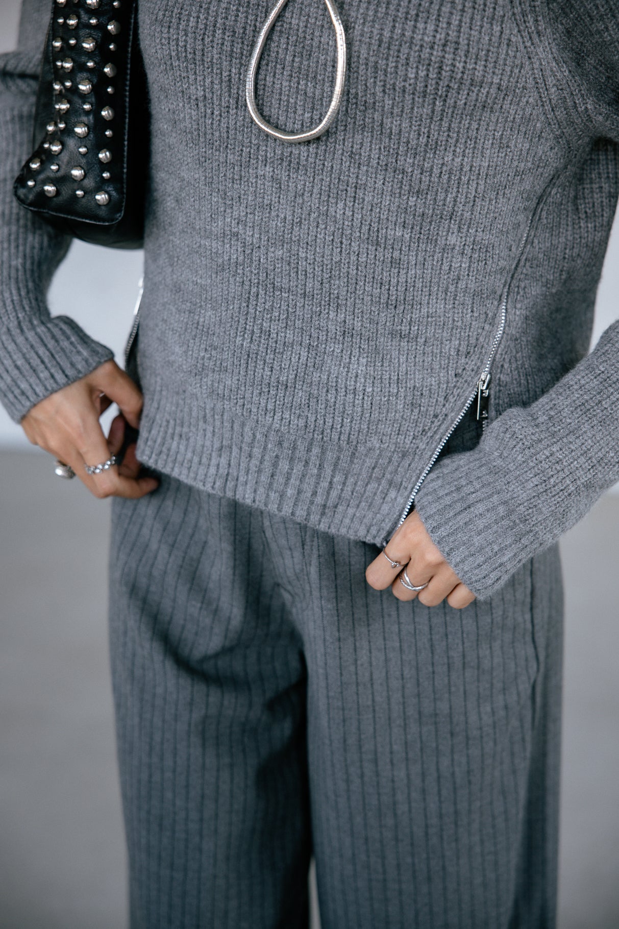 Pull zippé coté Frau Pelosa Zip medium grey | Freeman T. Porter
