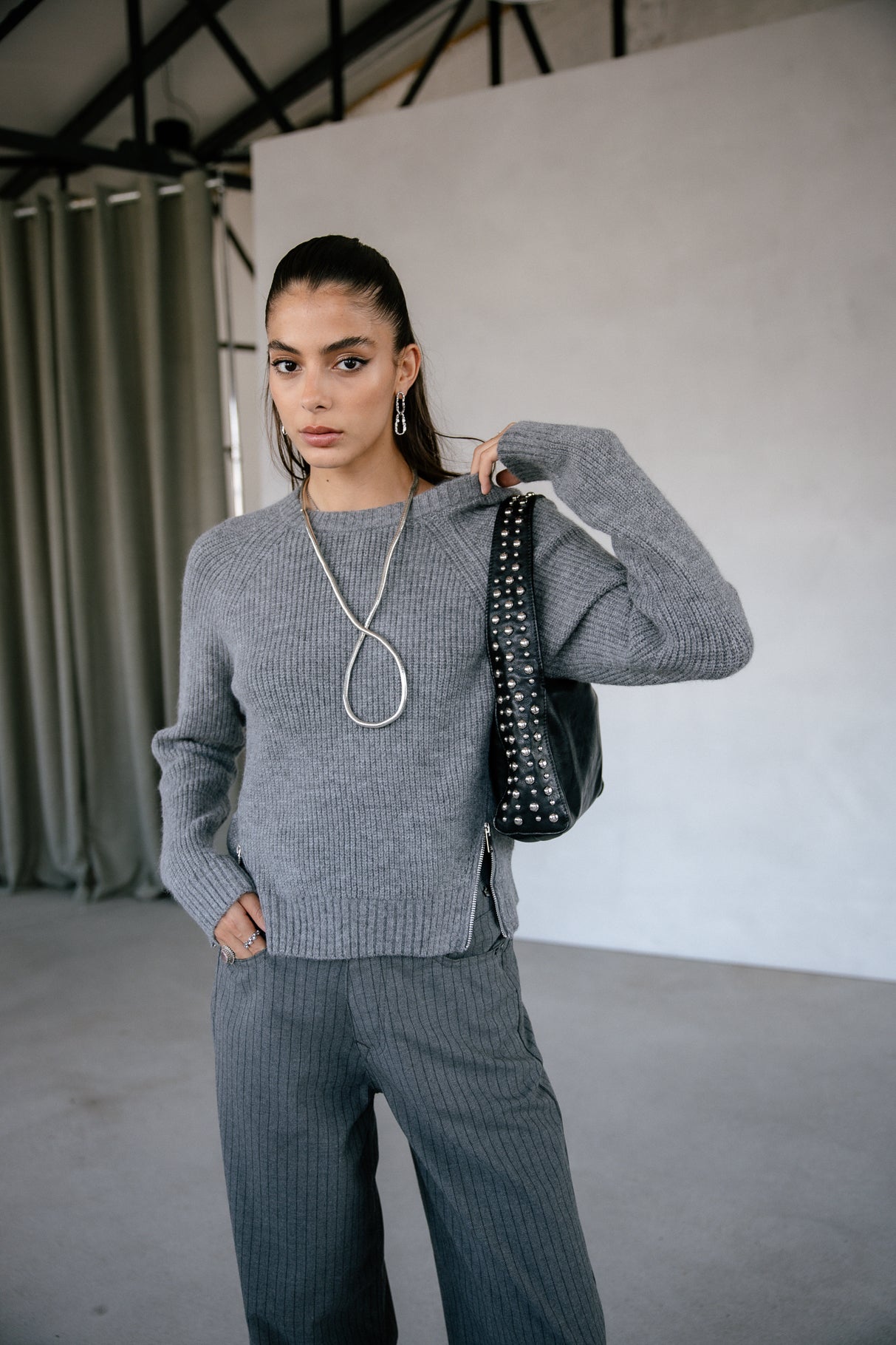 Pull zippé coté Frau Pelosa Zip medium grey | Freeman T. Porter