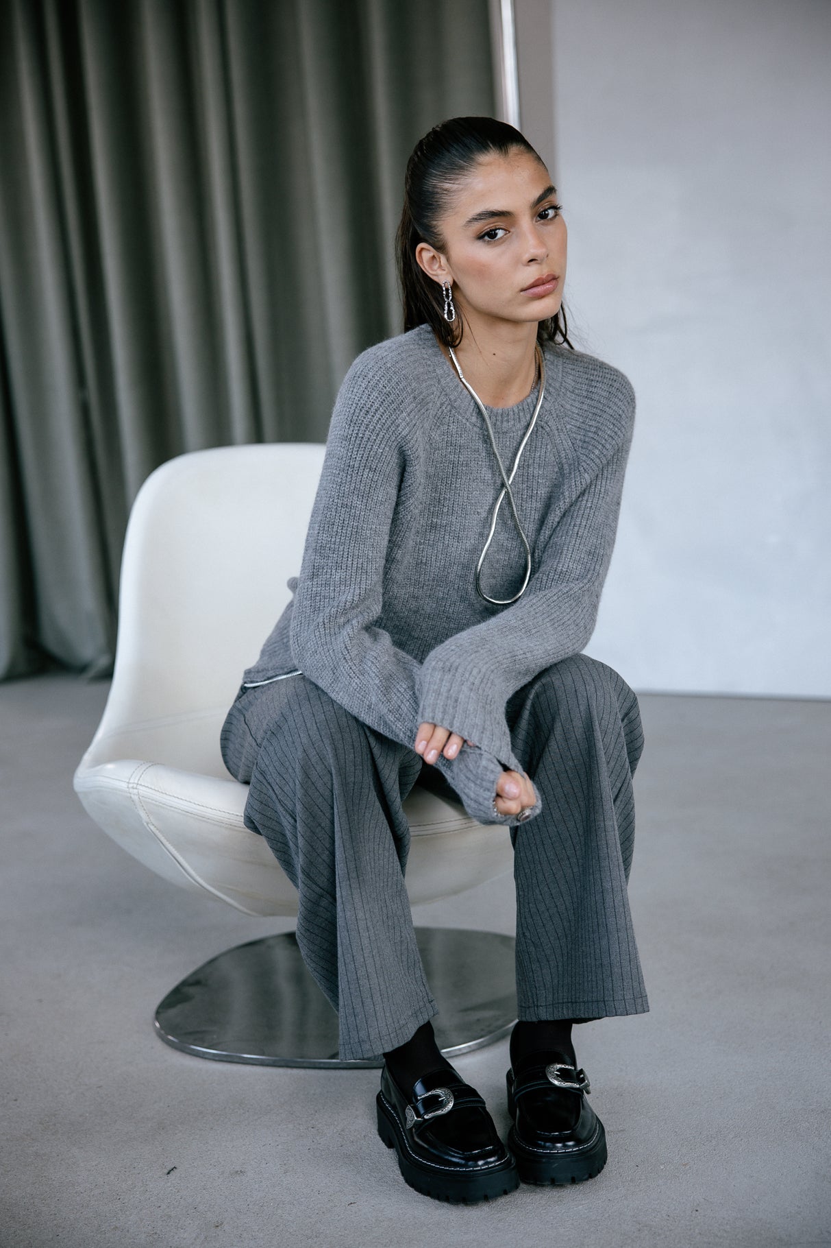 Pull zippé coté Frau Pelosa Zip medium grey | Freeman T. Porter