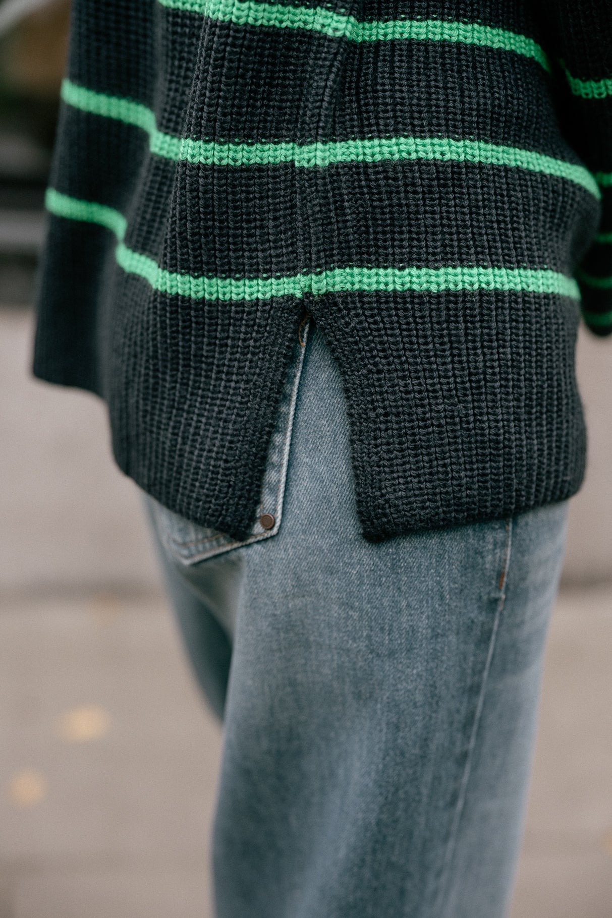 Pull marinière oversize Femme Pragga Stripes blue_green | Freeman T. Porter