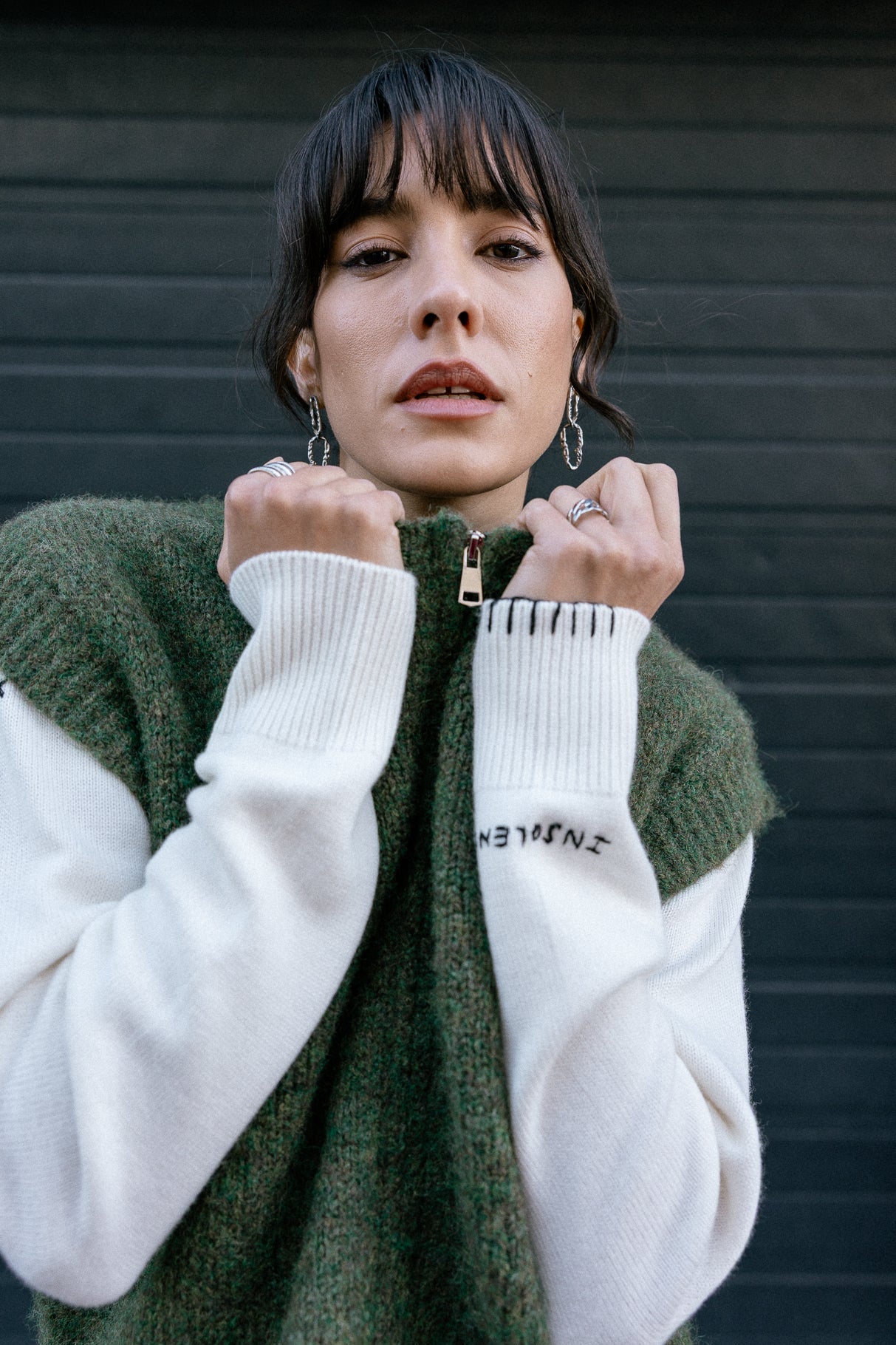 Suéter con cremallera Mujer Phreem khaki | Freeman T. Porter