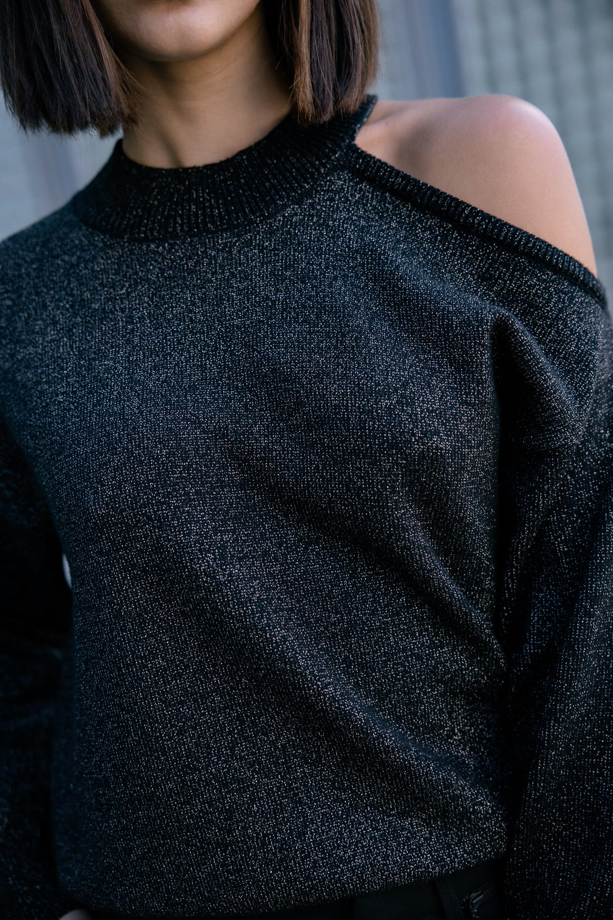 Pull épaule dénudée Femme Predige Lurex black | Freeman T. Porter