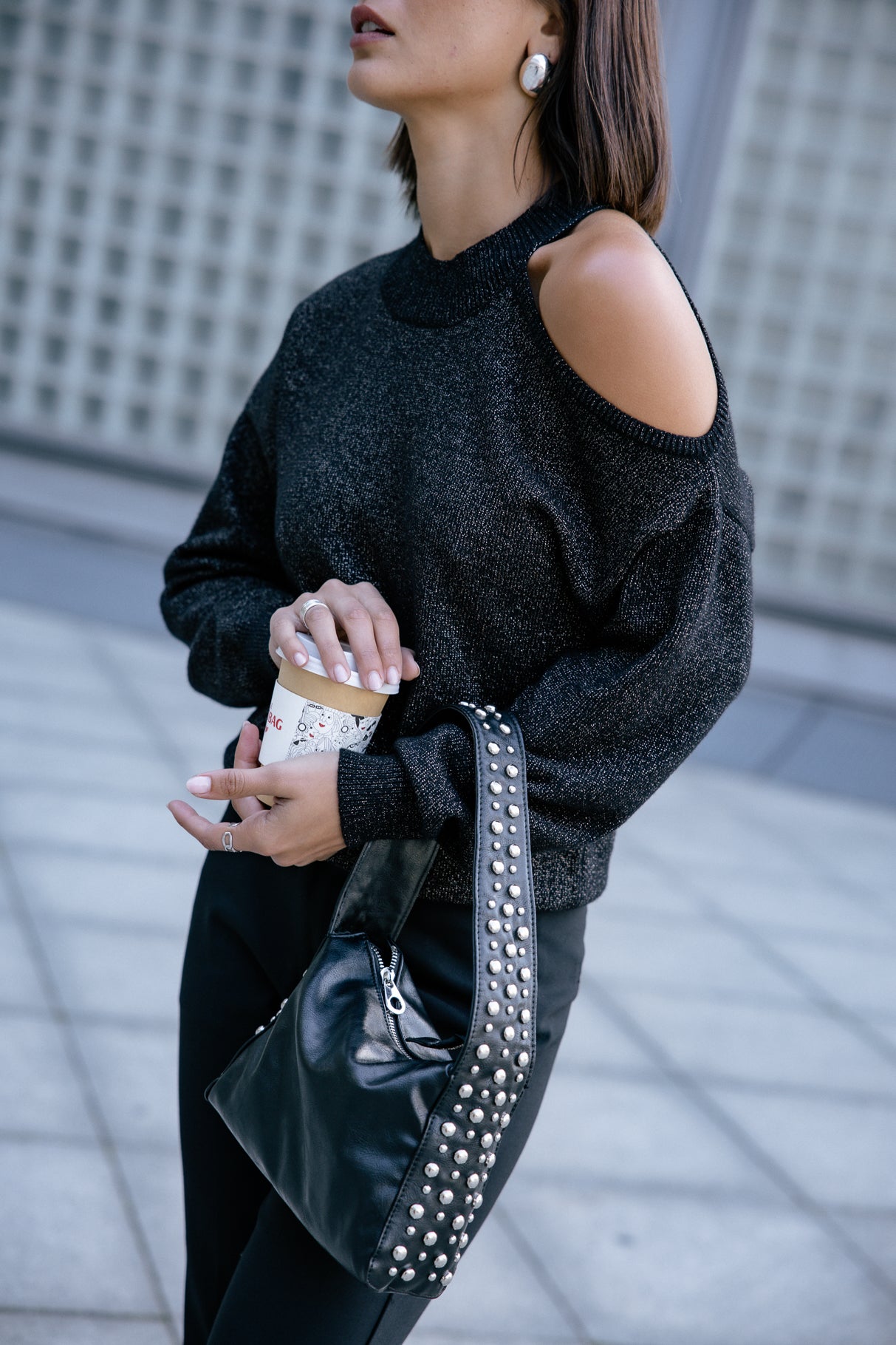 Pull épaule dénudée Femme Predige Lurex black | Freeman T. Porter