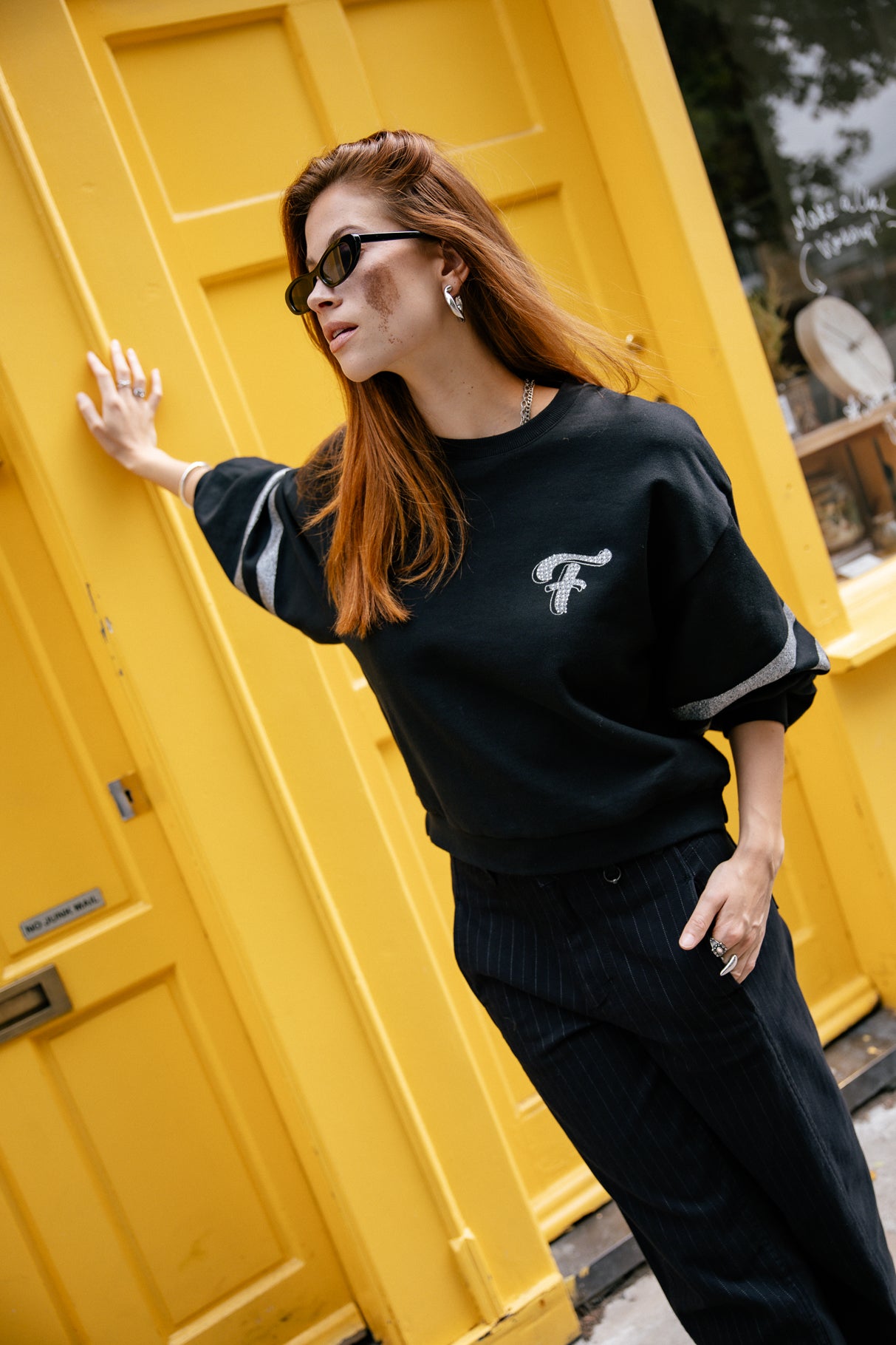 Sweatshirt strass Femme Sheldone Glitter black | Freeman T. Porter