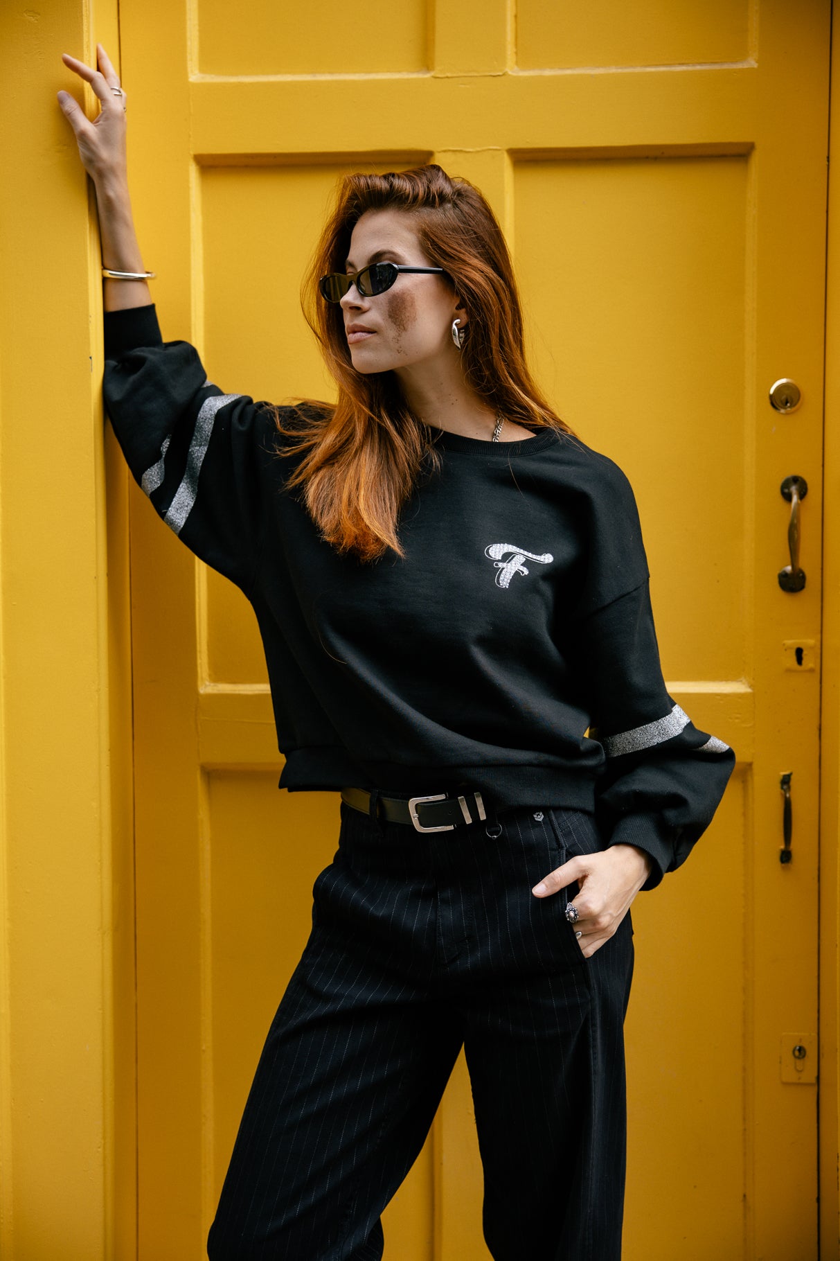 Sweatshirt strass Femme Sheldone Glitter black | Freeman T. Porter