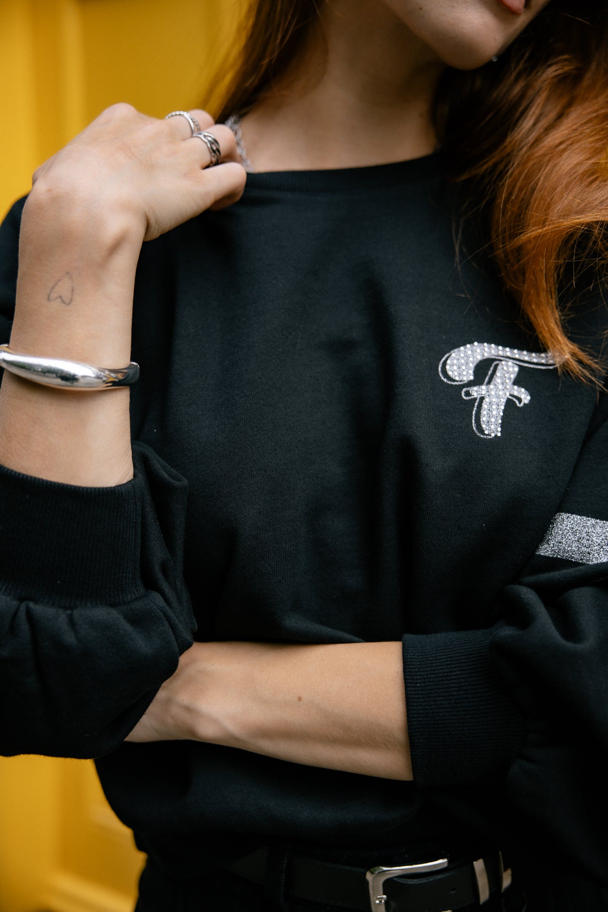Sweatshirt strass Femme Sheldone Glitter black | Freeman T. Porter
