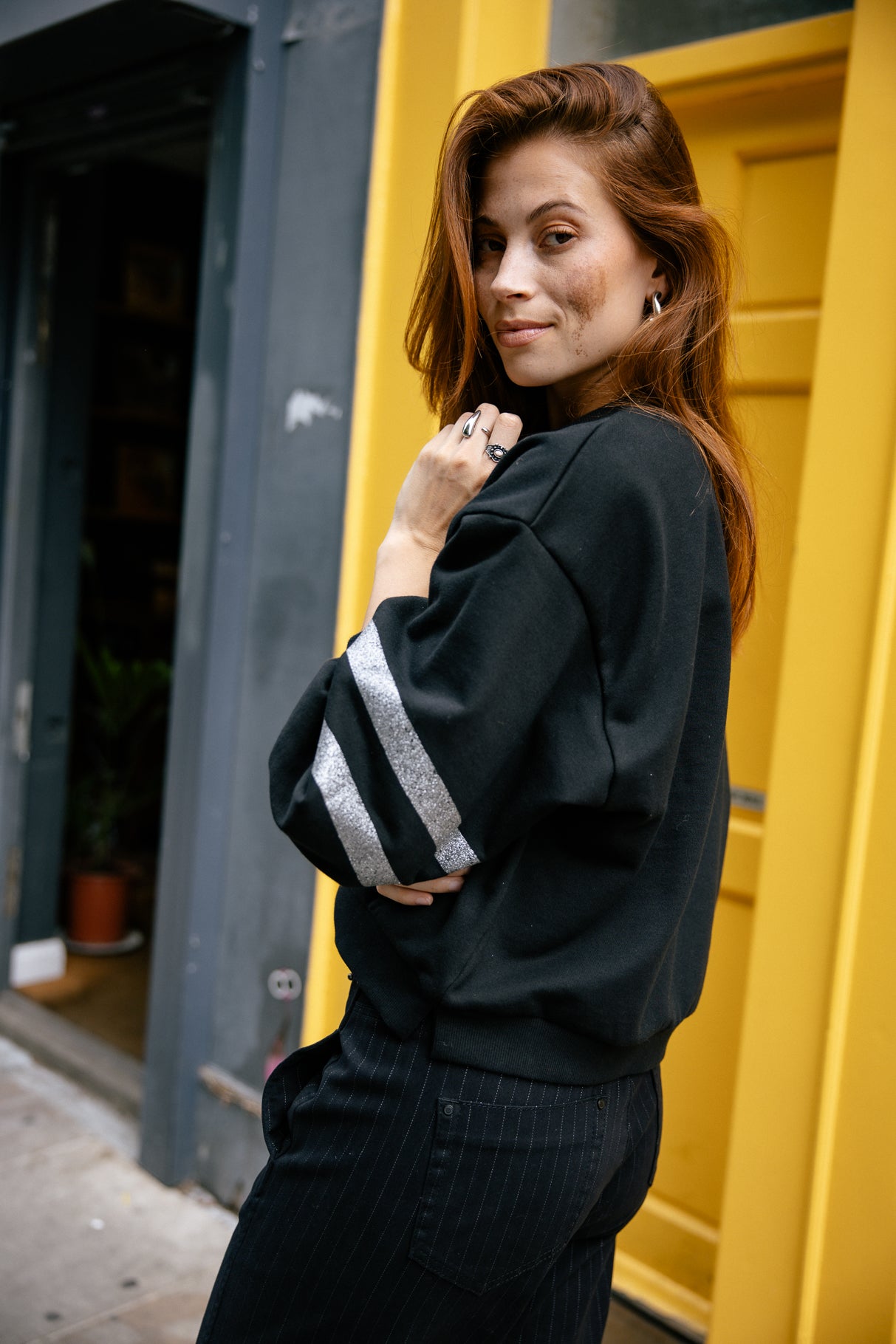Sweatshirt strass Femme Sheldone Glitter black | Freeman T. Porter