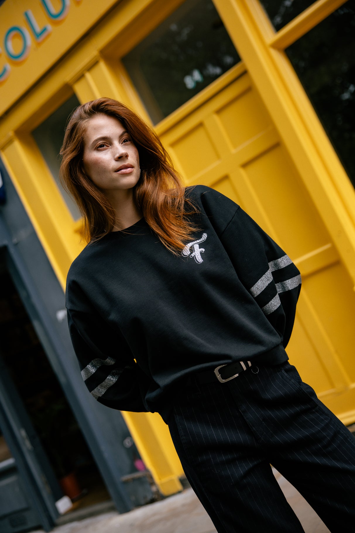 Sweatshirt strass Femme Sheldone Glitter black | Freeman T. Porter