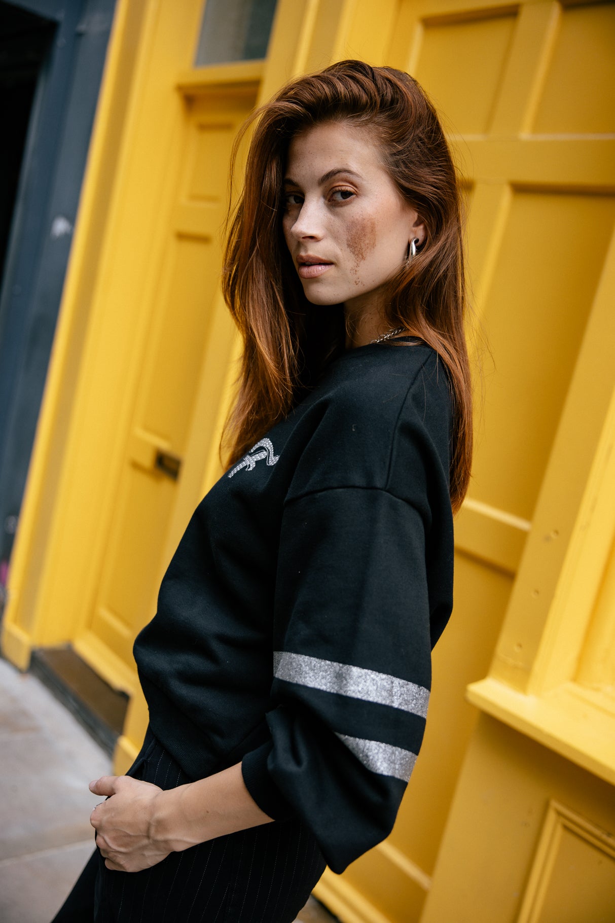 Sweatshirt strass Femme Sheldone Glitter black | Freeman T. Porter