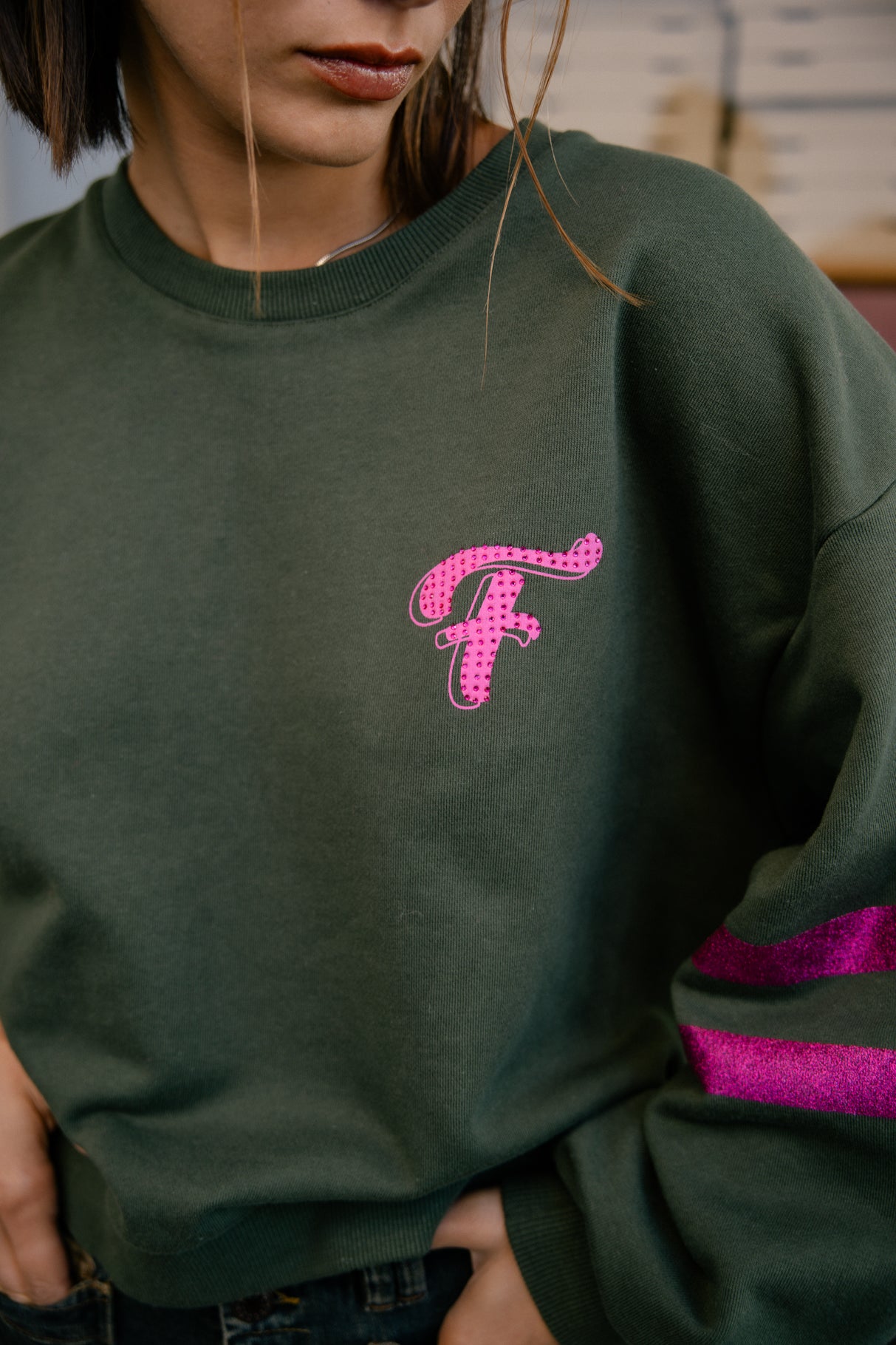Sweatshirt strass Femme Sheldone Glitter green gables | Freeman T. Porter