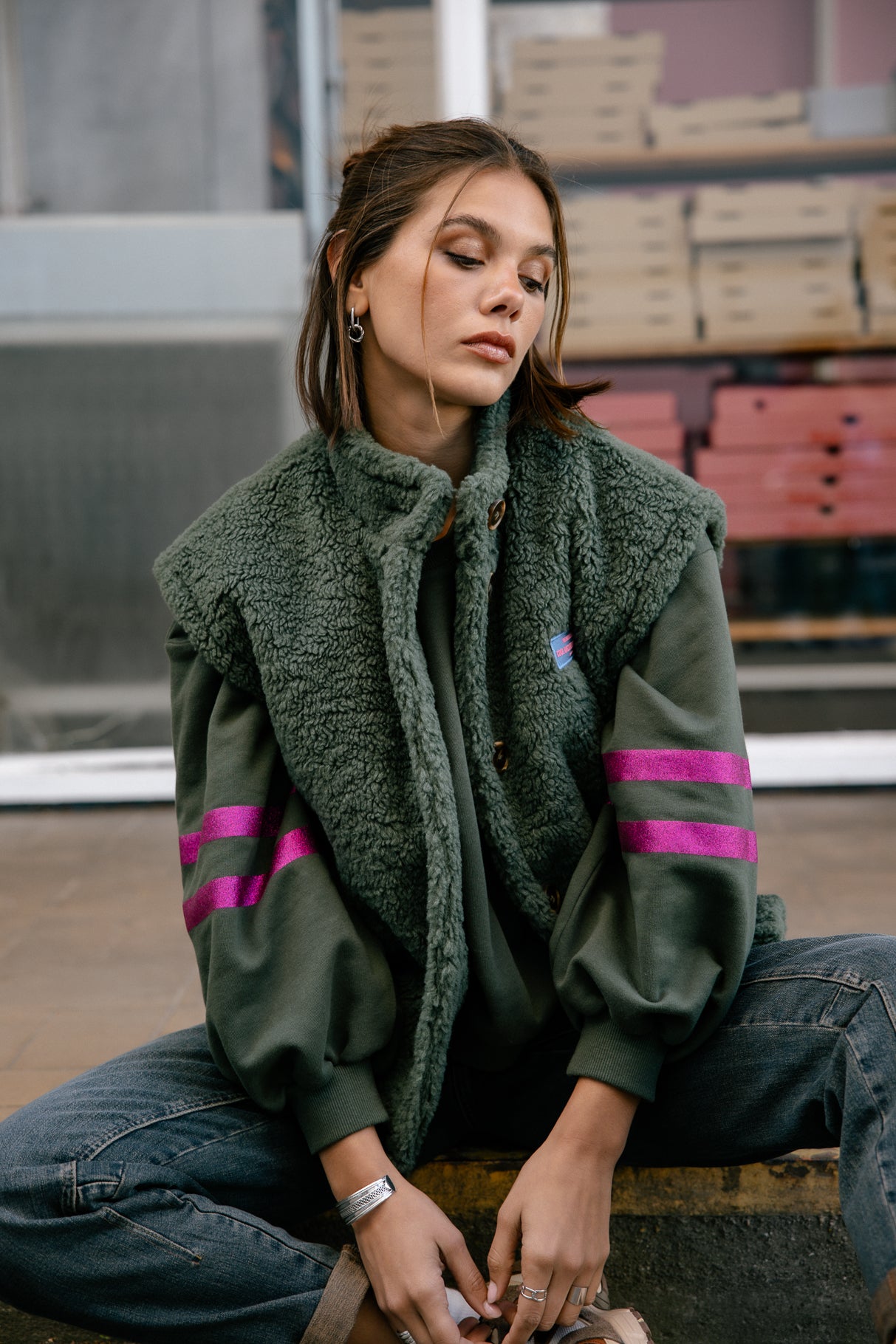 Sweatshirt strass Femme Sheldone Glitter green gables | Freeman T. Porter