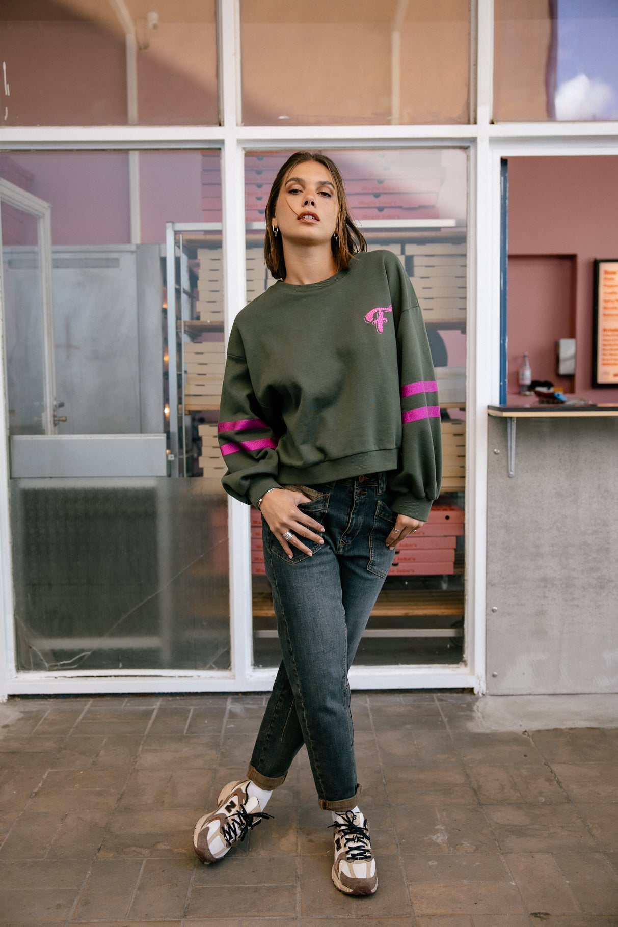 Sweatshirt strass Femme Sheldone Glitter green gables | Freeman T. Porter