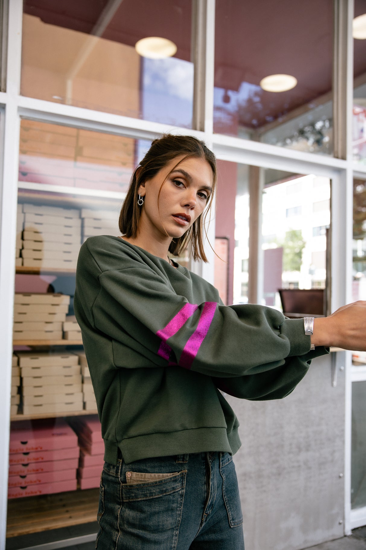 Sweatshirt strass Femme Sheldone Glitter green gables | Freeman T. Porter