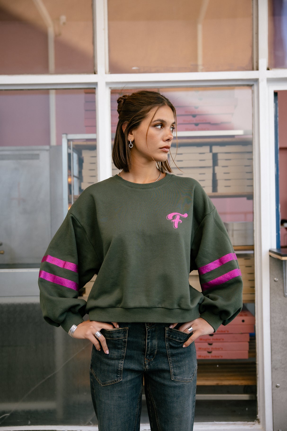 Sweatshirt strass Femme Sheldone Glitter green gables | Freeman T. Porter
