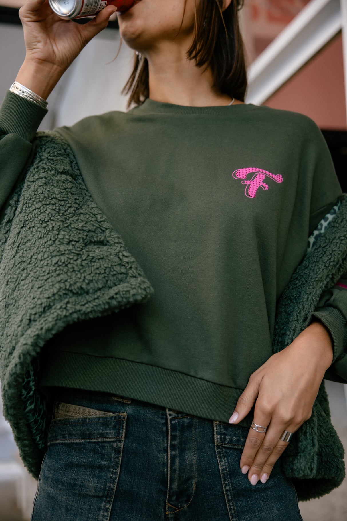 Sweatshirt strass Femme Sheldone Glitter green gables | Freeman T. Porter