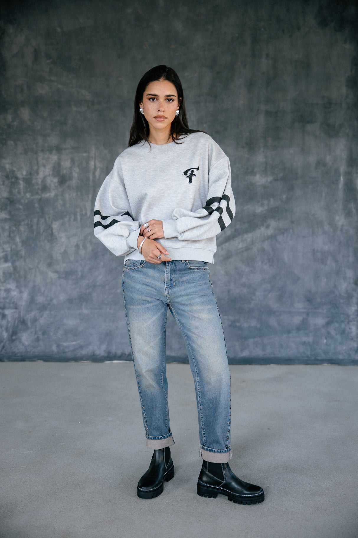 Sweatshirt strass Femme Sheldone Shiny greymelange | Freeman T. Porter