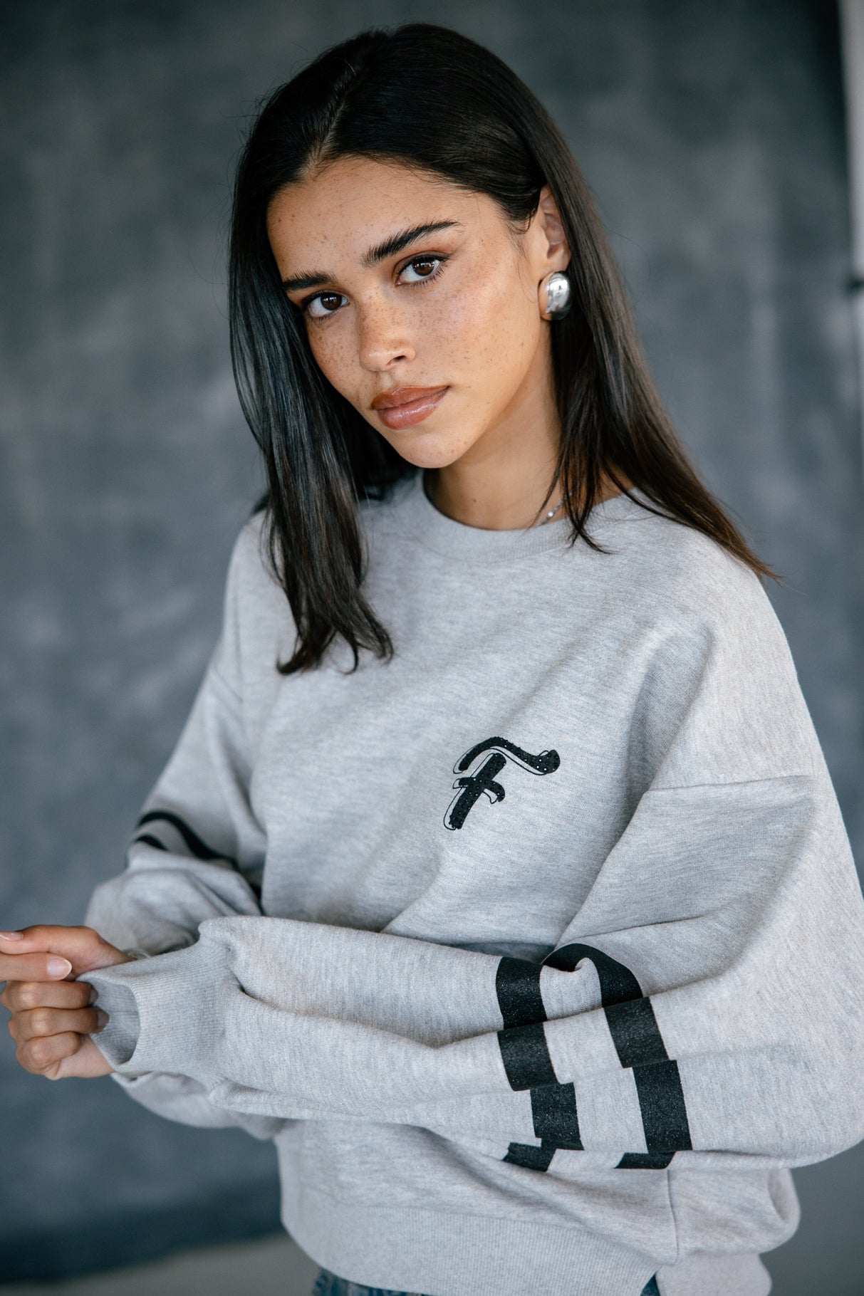 Sweatshirt strass Femme Sheldone Shiny greymelange | Freeman T. Porter
