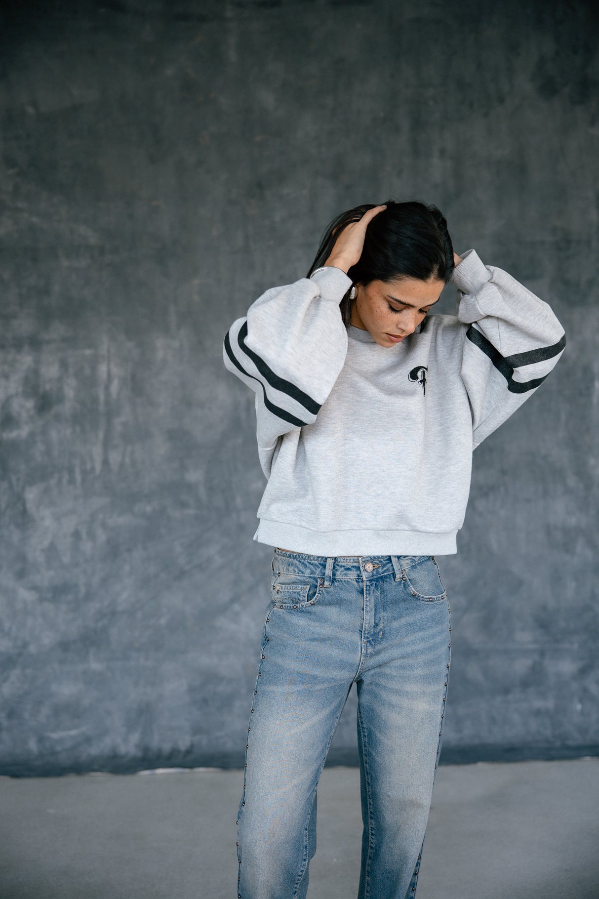 Sweatshirt strass Femme Sheldone Shiny greymelange | Freeman T. Porter