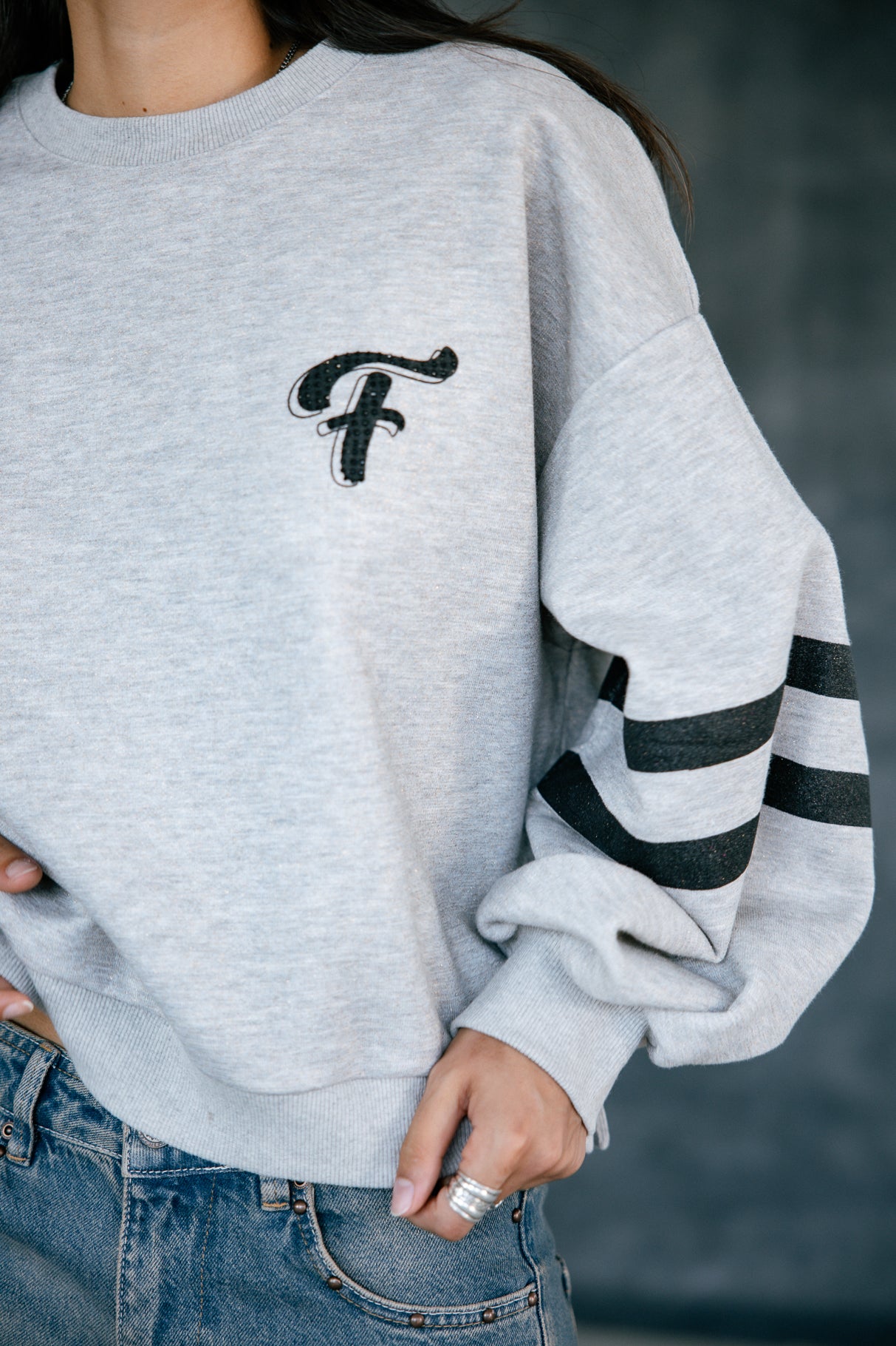 Sweatshirt strass Femme Sheldone Shiny greymelange | Freeman T. Porter