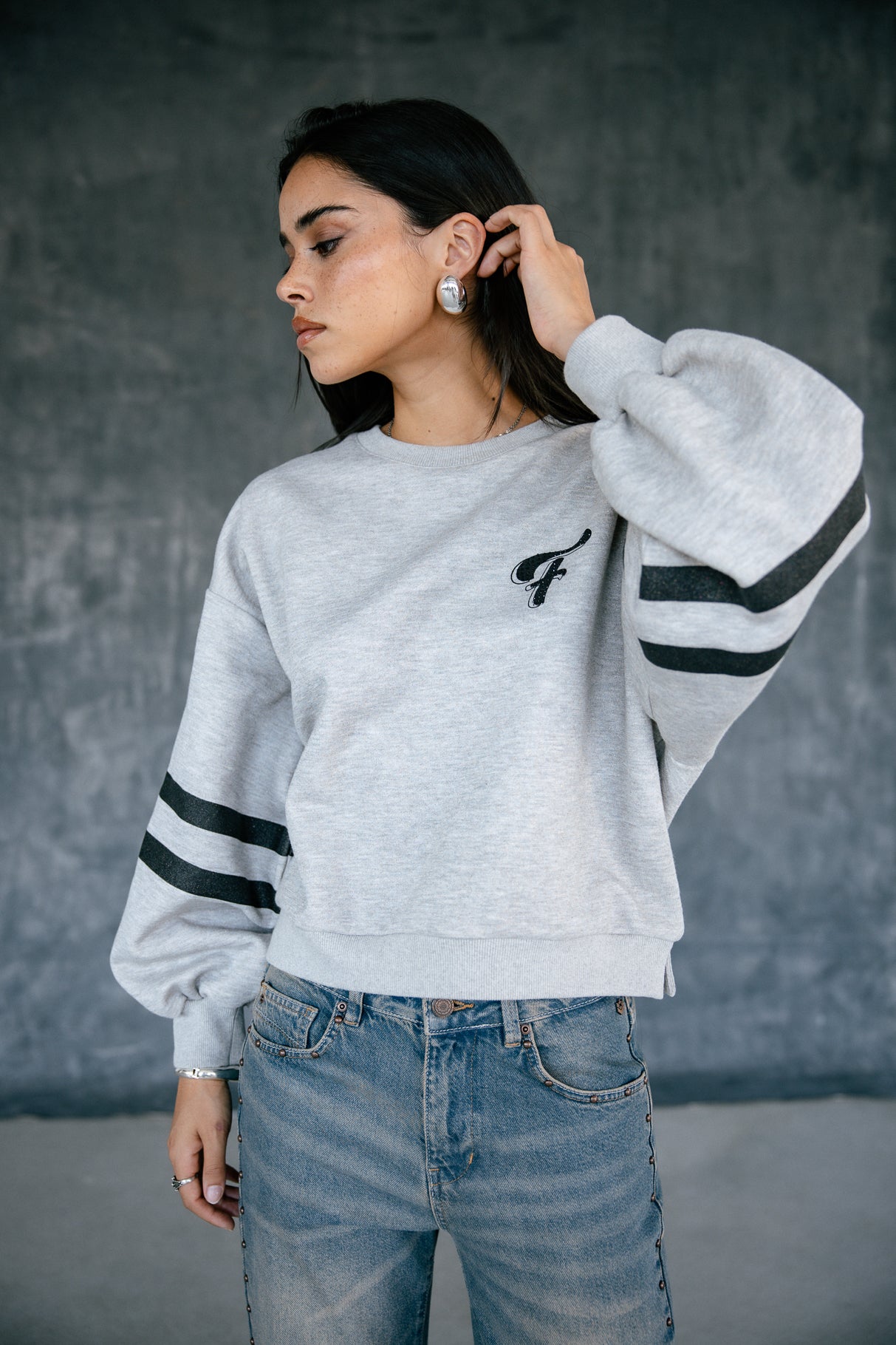 Sweatshirt strass Femme Sheldone Shiny greymelange | Freeman T. Porter