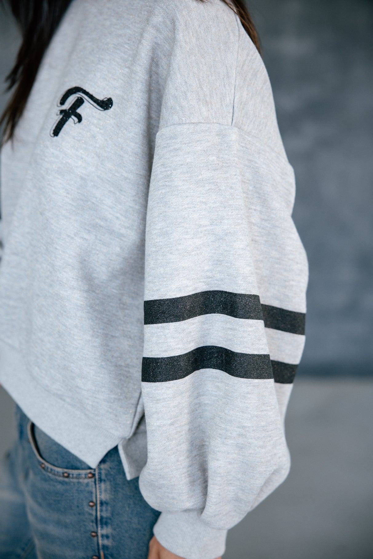 Sweatshirt strass Femme Sheldone Shiny greymelange | Freeman T. Porter