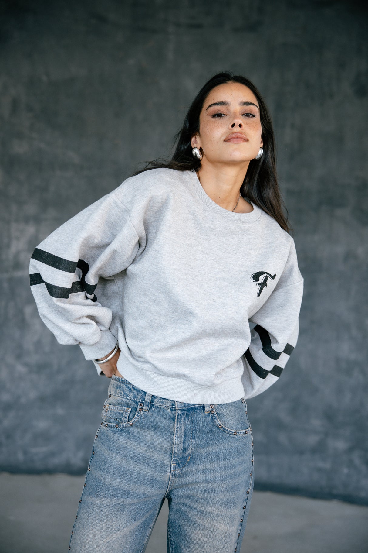 Sweatshirt strass Femme Sheldone Shiny greymelange | Freeman T. Porter