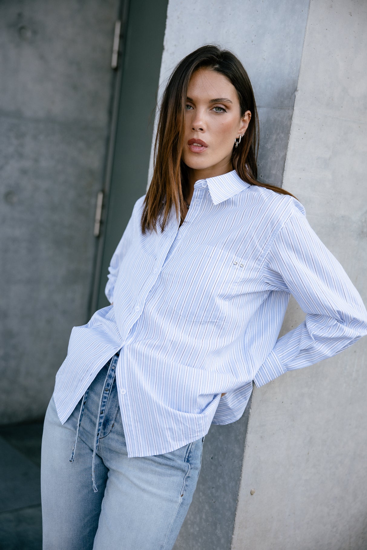 Chemise rayée Frau Chamy Stripe granada sky | Freeman T. Porter